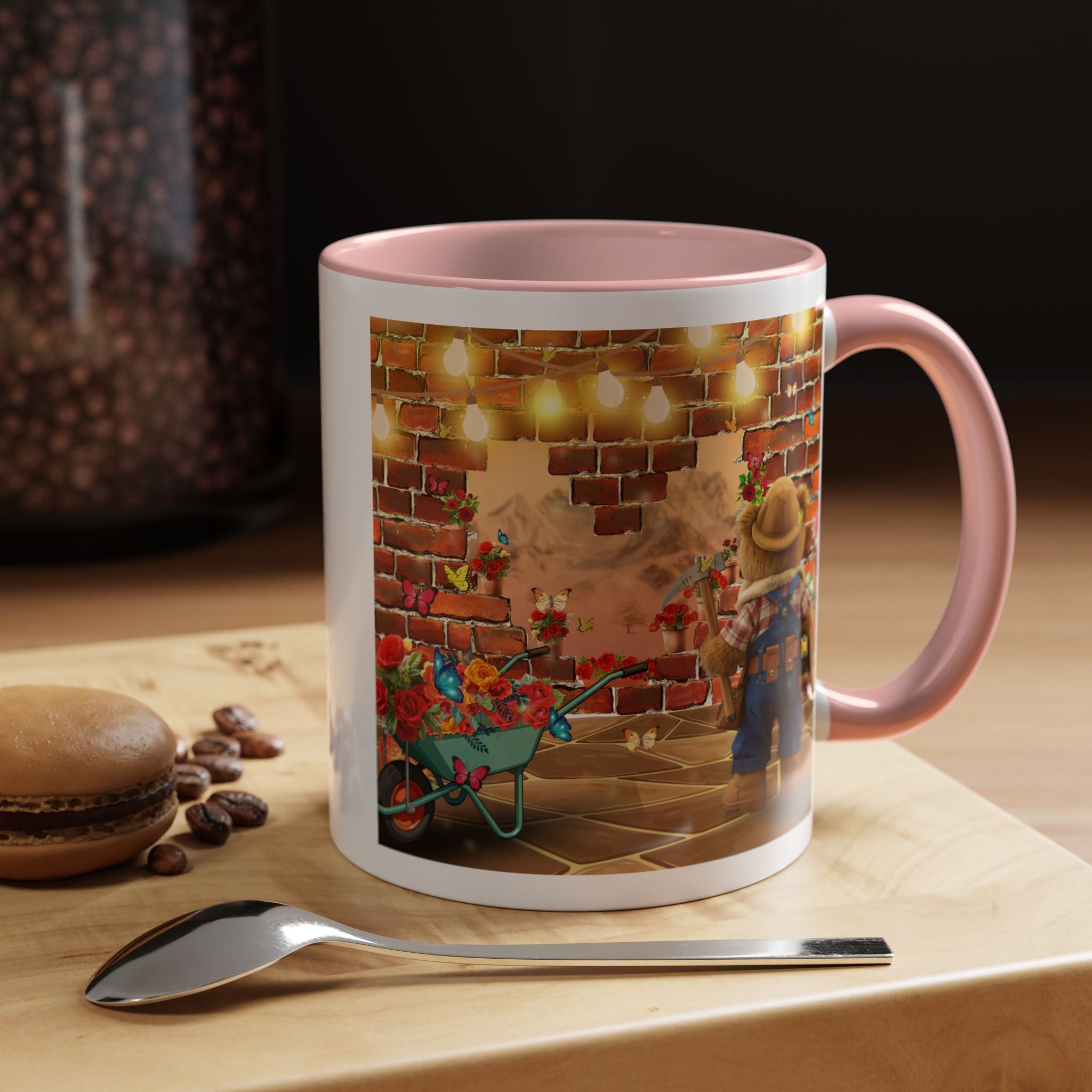 Garden Boy Coffee Mug — Whimsical Scarecrow Garden Scene Accent Mug
