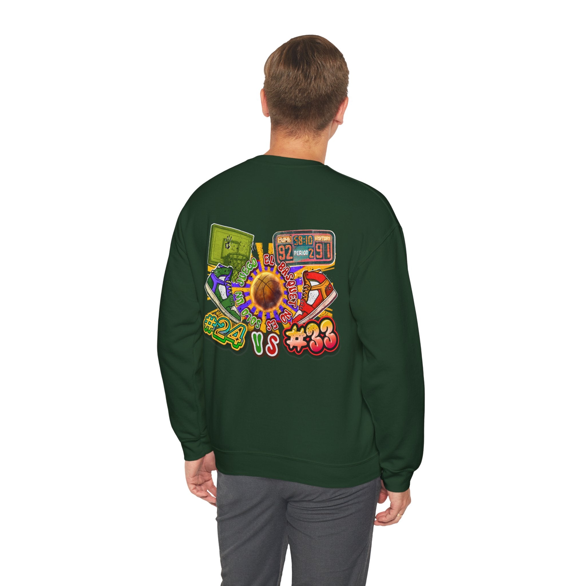 Crewneck Sweatshirt — Retro Basketball VS #24 vs #33 Graphic