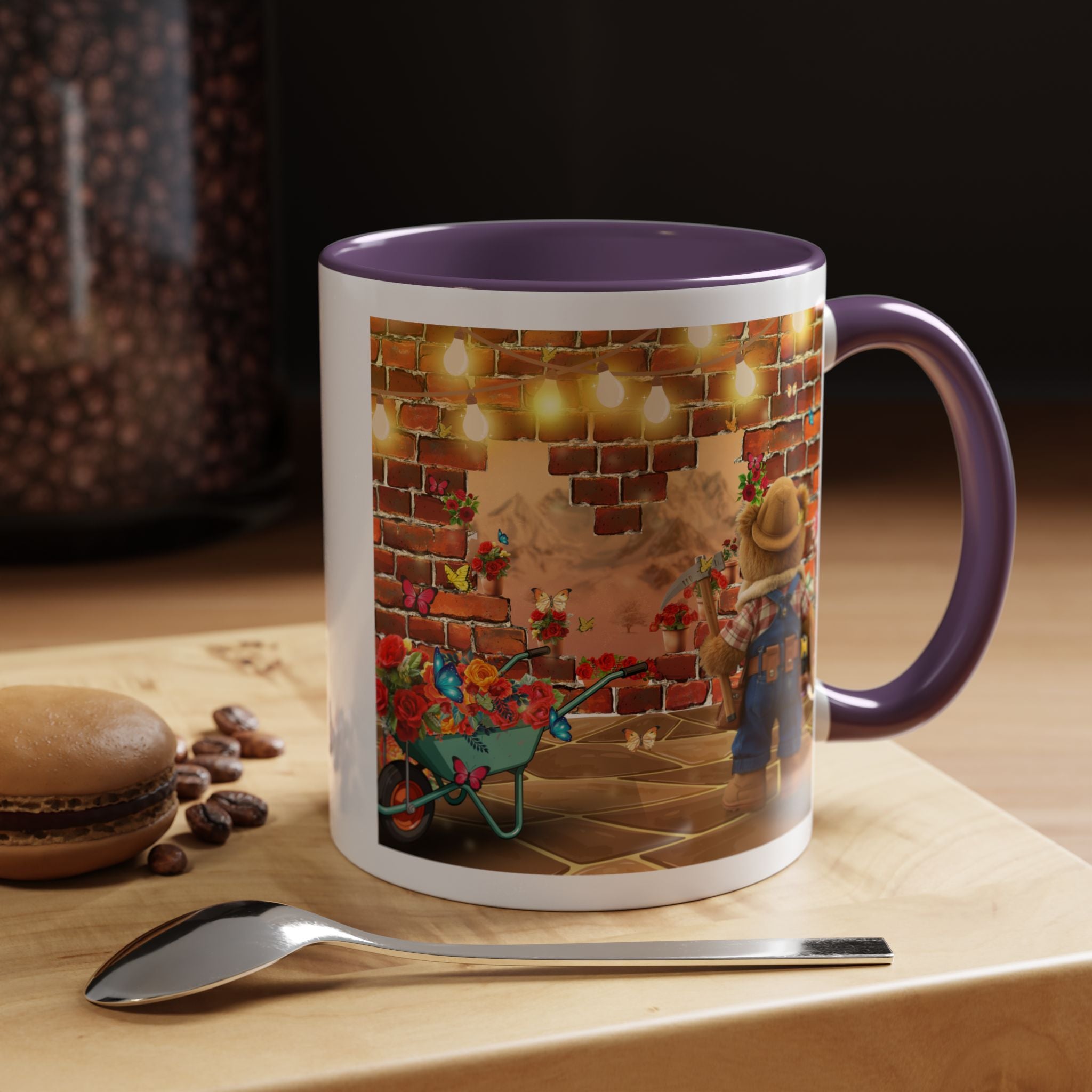 Garden Boy Coffee Mug — Whimsical Scarecrow Garden Scene Accent Mug