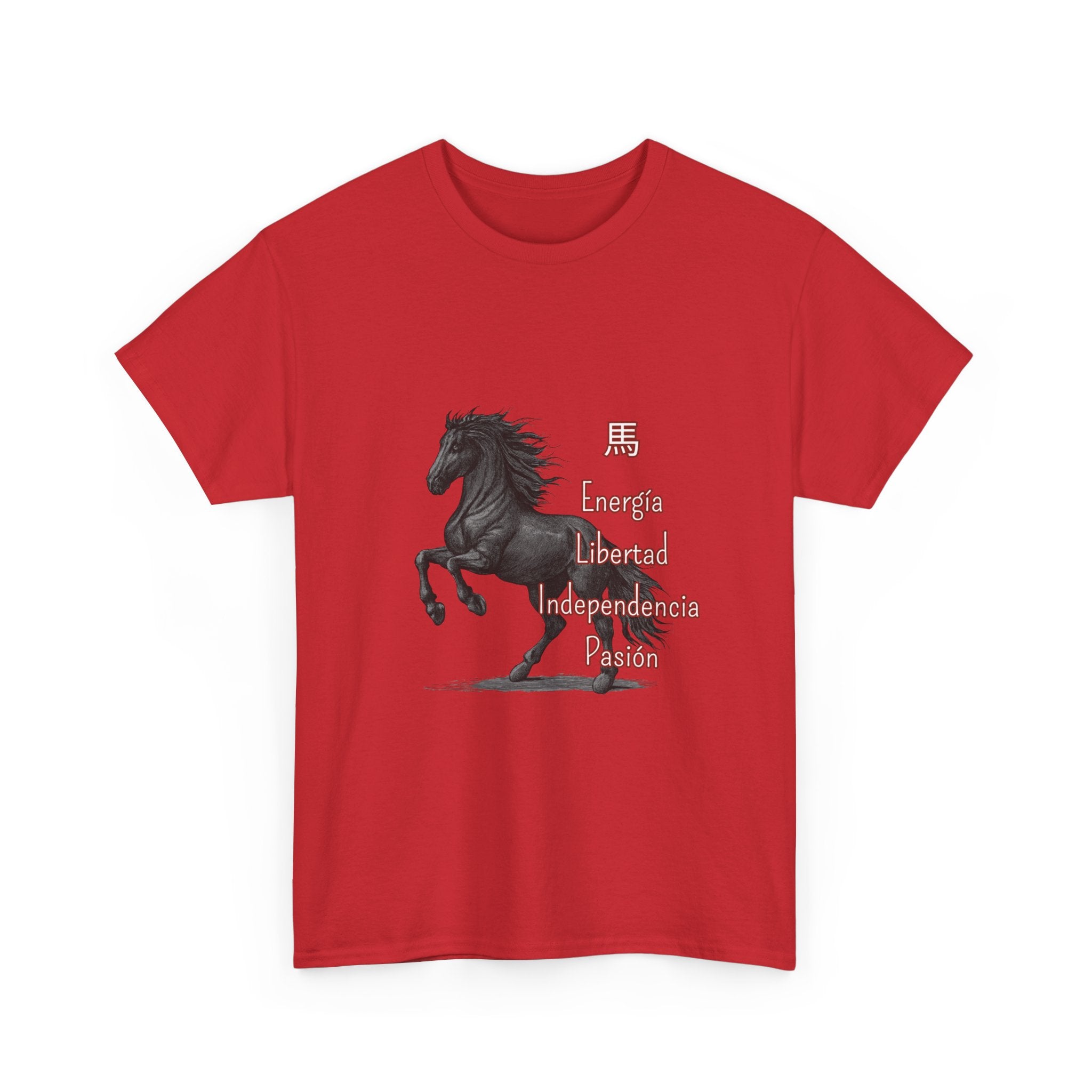 Galloping Black Horse Tee — 'Energy, Liberty, Independence, Passion' Graphic T-Shirt