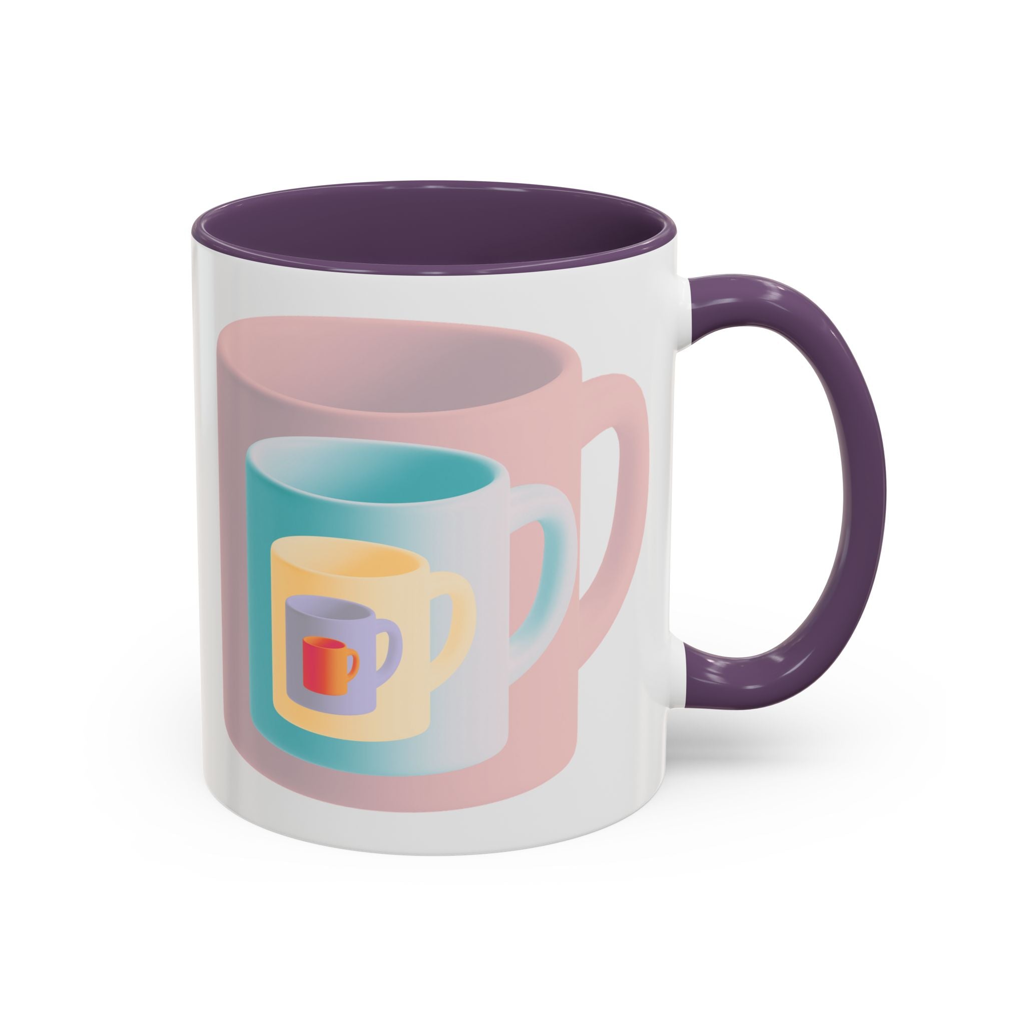 Nested Mugs Coffee Mug — Colorful Retro Stacked Cup Design (11/15oz)