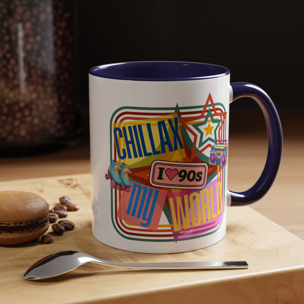 90s Retro 'Chillax My World' Accent Coffee Mug