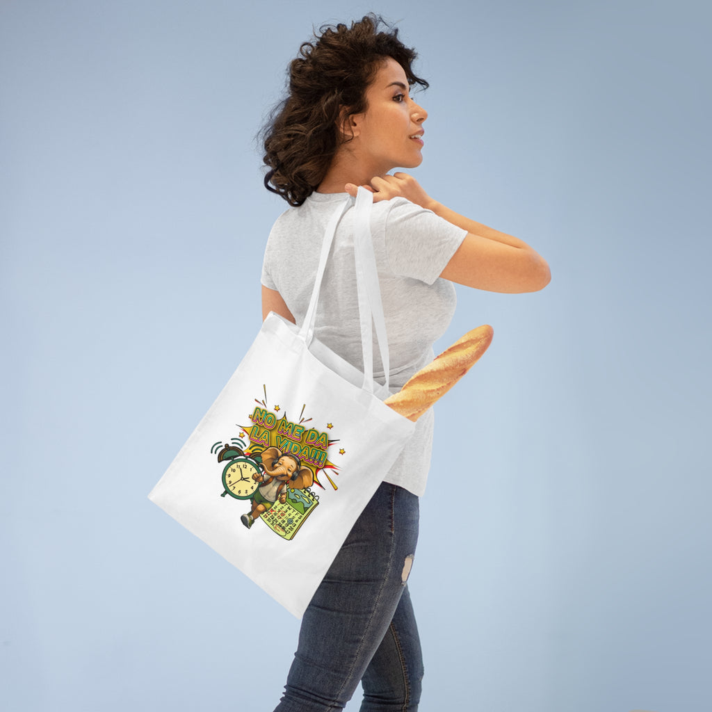 No Me Da La Vida Elephant Tote Bag – Funny Spanish Alarm Clock Design