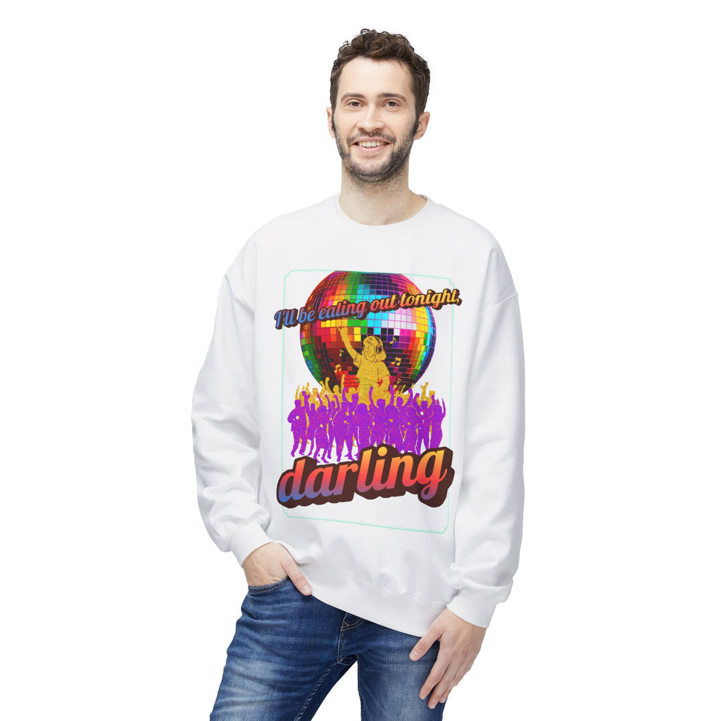 Disco Darling Crewneck Sweatshirt — Retro Disco Ball Party Graphic