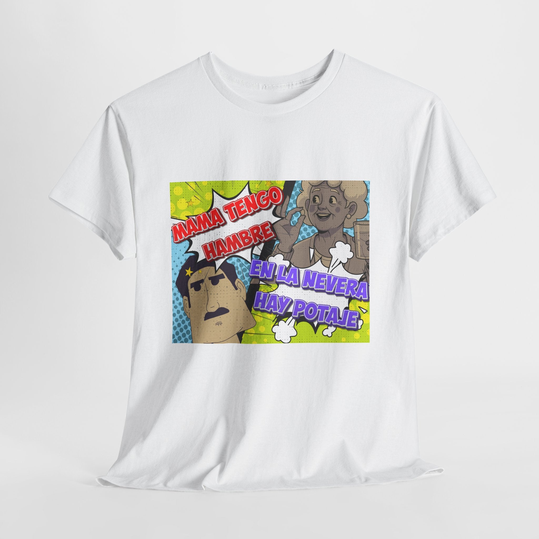 Pop Art Spanish Meme T-Shirt — "Mamá tengo hambre" Comic Tee