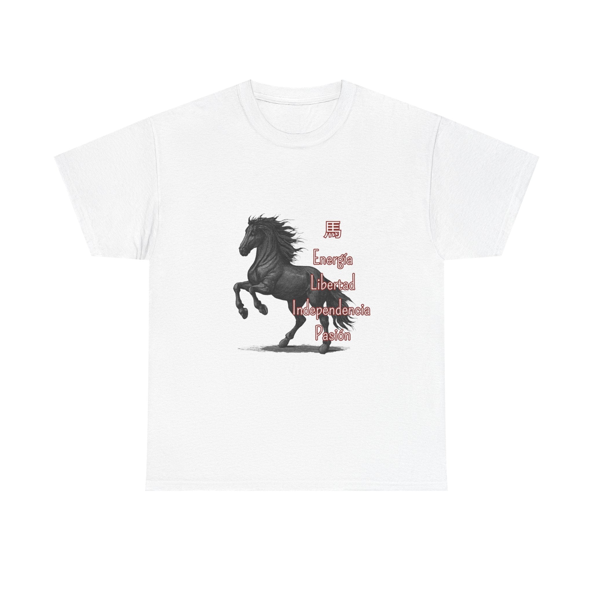 Galloping Black Horse Tee — 'Energy, Liberty, Independence, Passion' Graphic T-Shirt