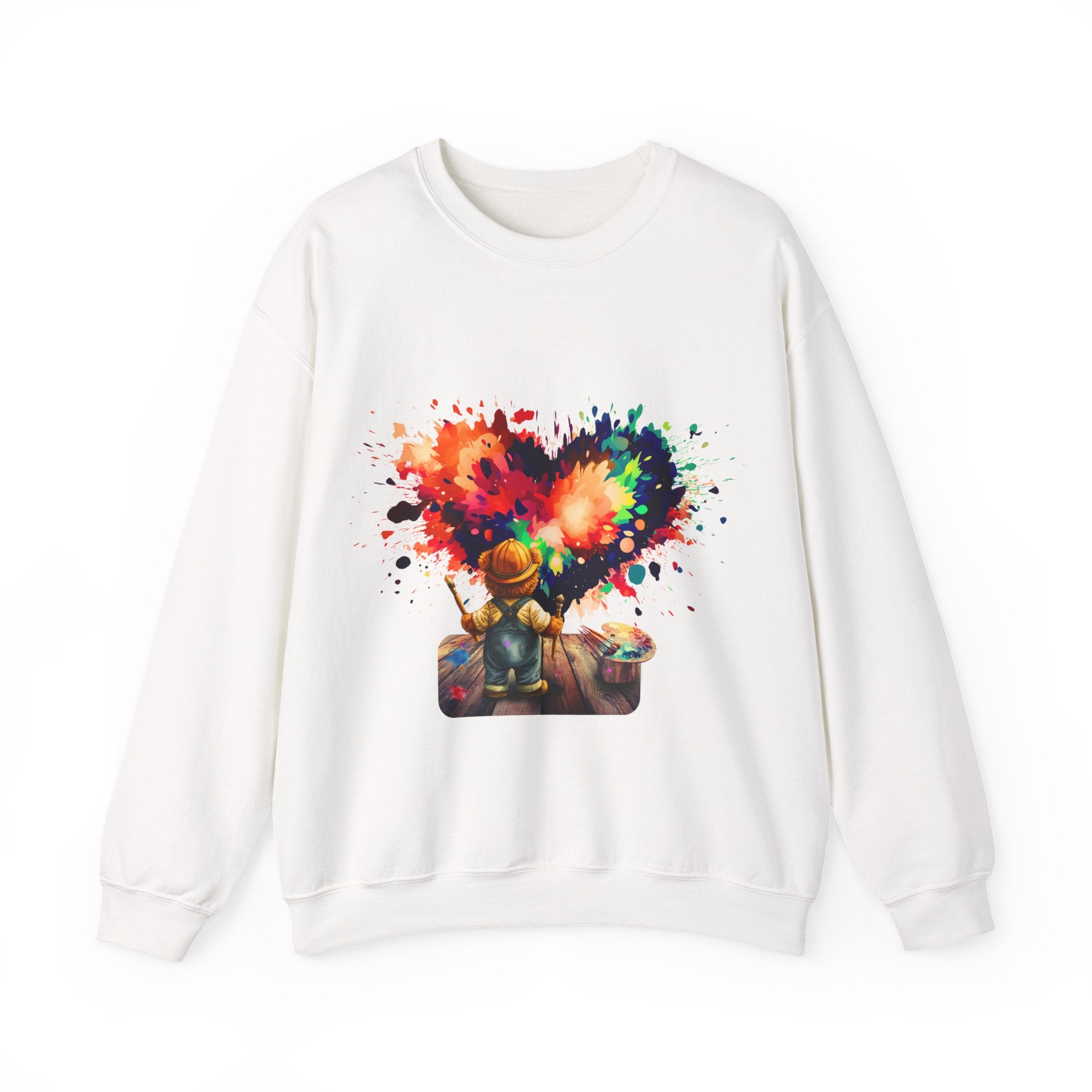 Paint Heart Crewneck Sweatshirt — Artist Painting Colorful Heart Design