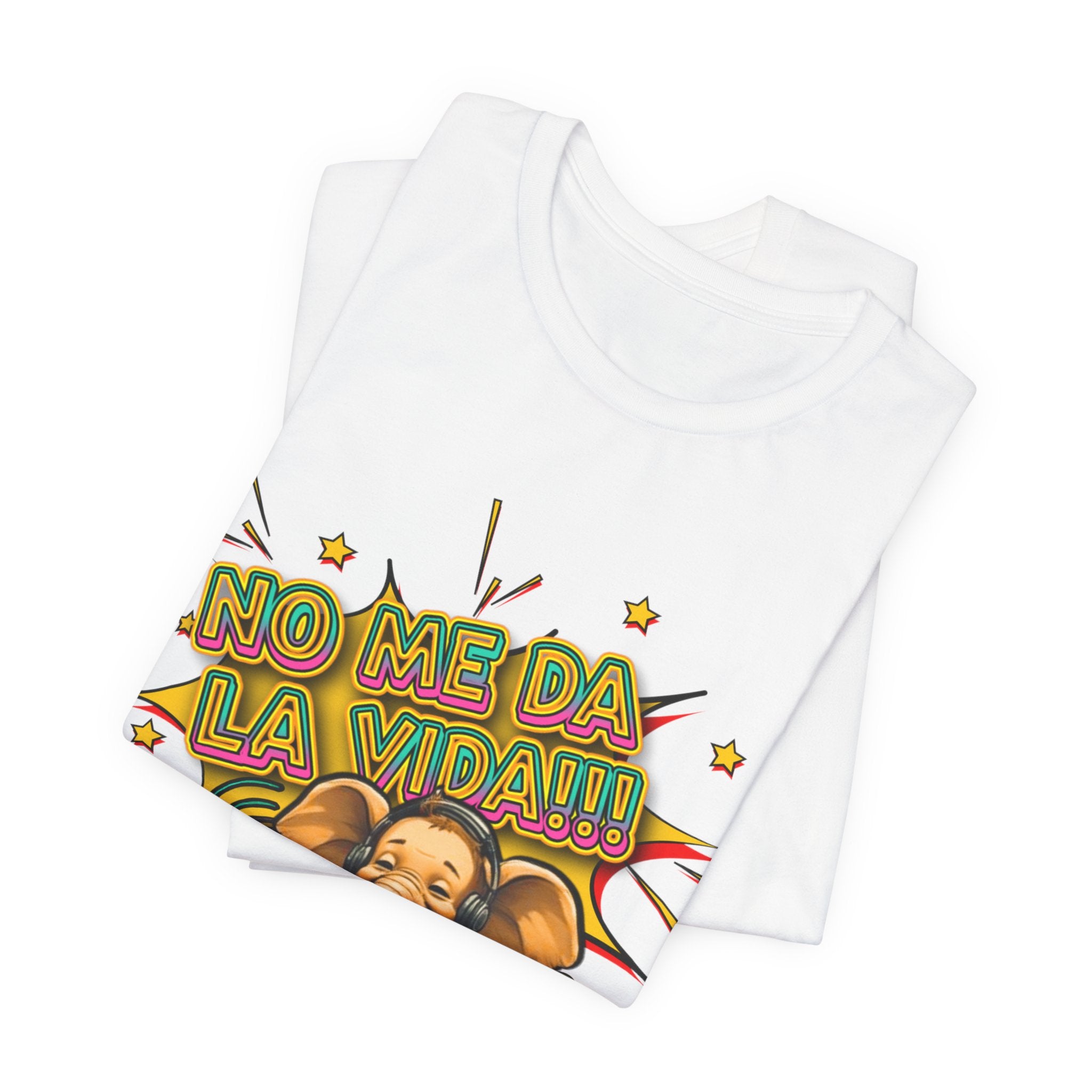 No Me Da La Vida Elephant Graphic Tee — Funny Spanish Alarm Clock T-Shirt