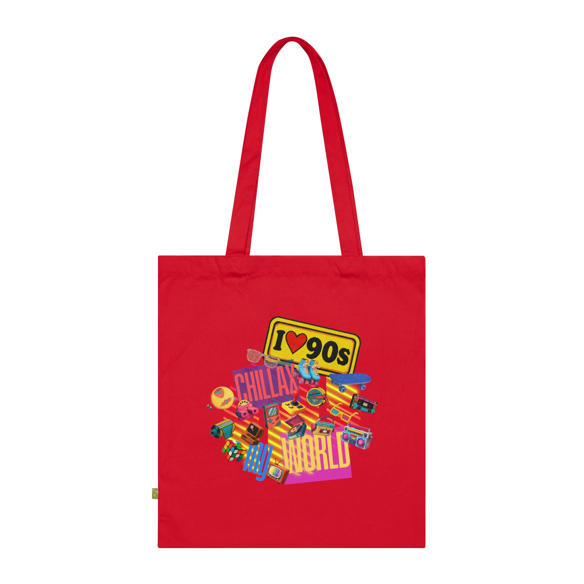 Tote Bag — Colorful "Create Your World" Retro Graphic Organic Tote