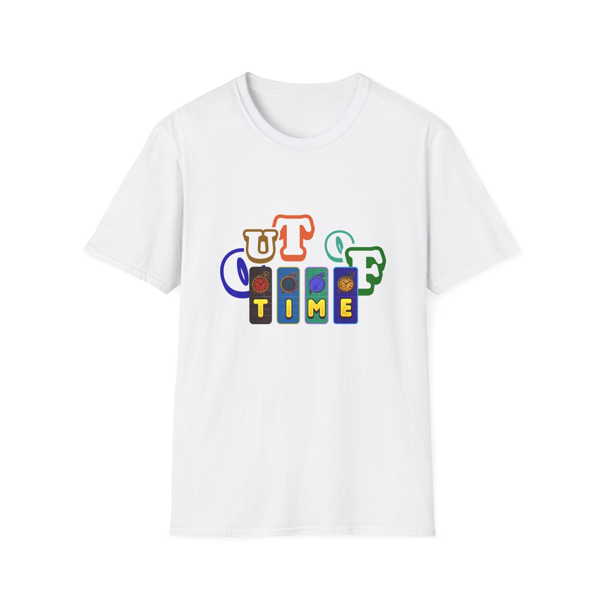Out of Time T-Shirt — Retro Block Letter Graphic Tee