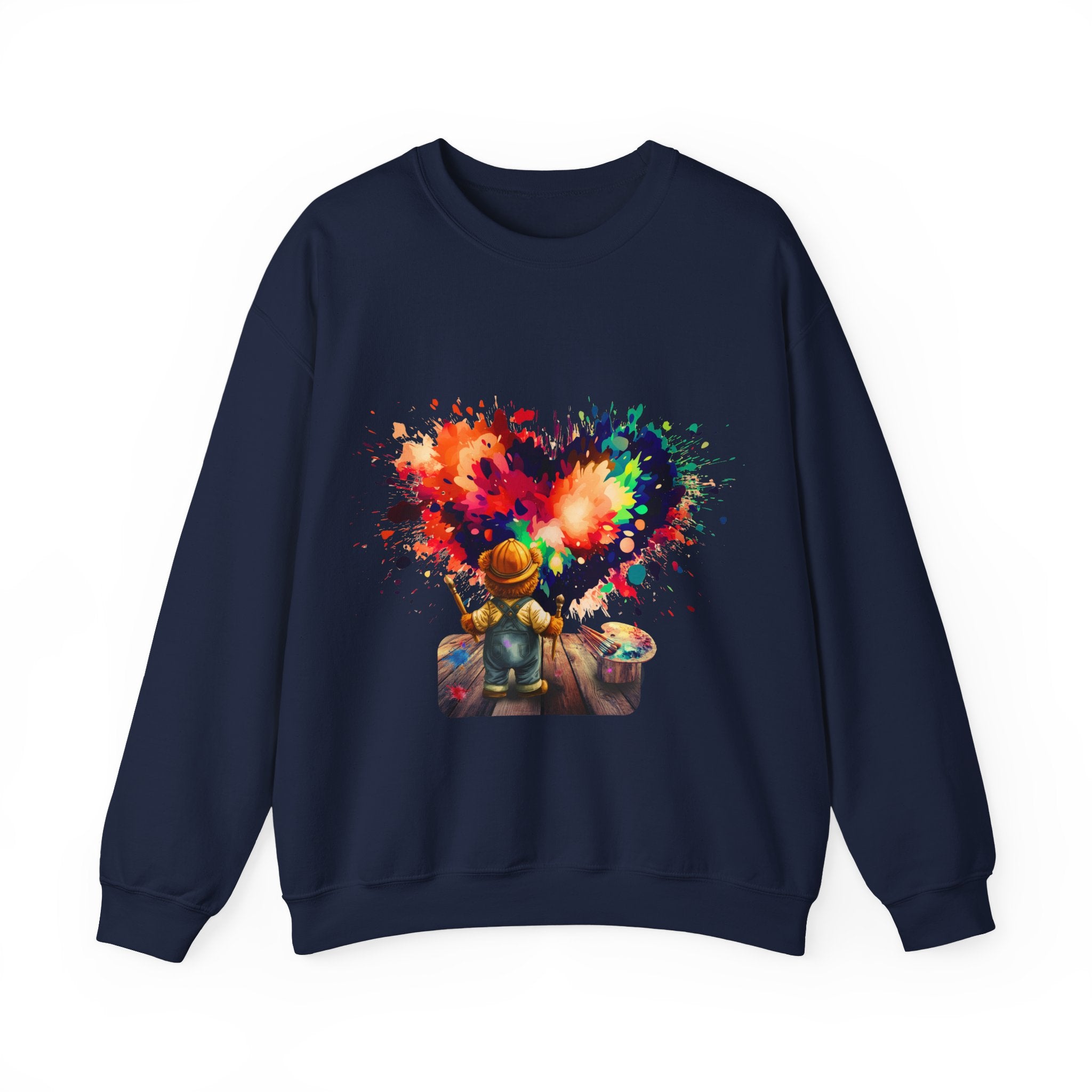 Paint Heart Crewneck Sweatshirt — Artist Painting Colorful Heart Design