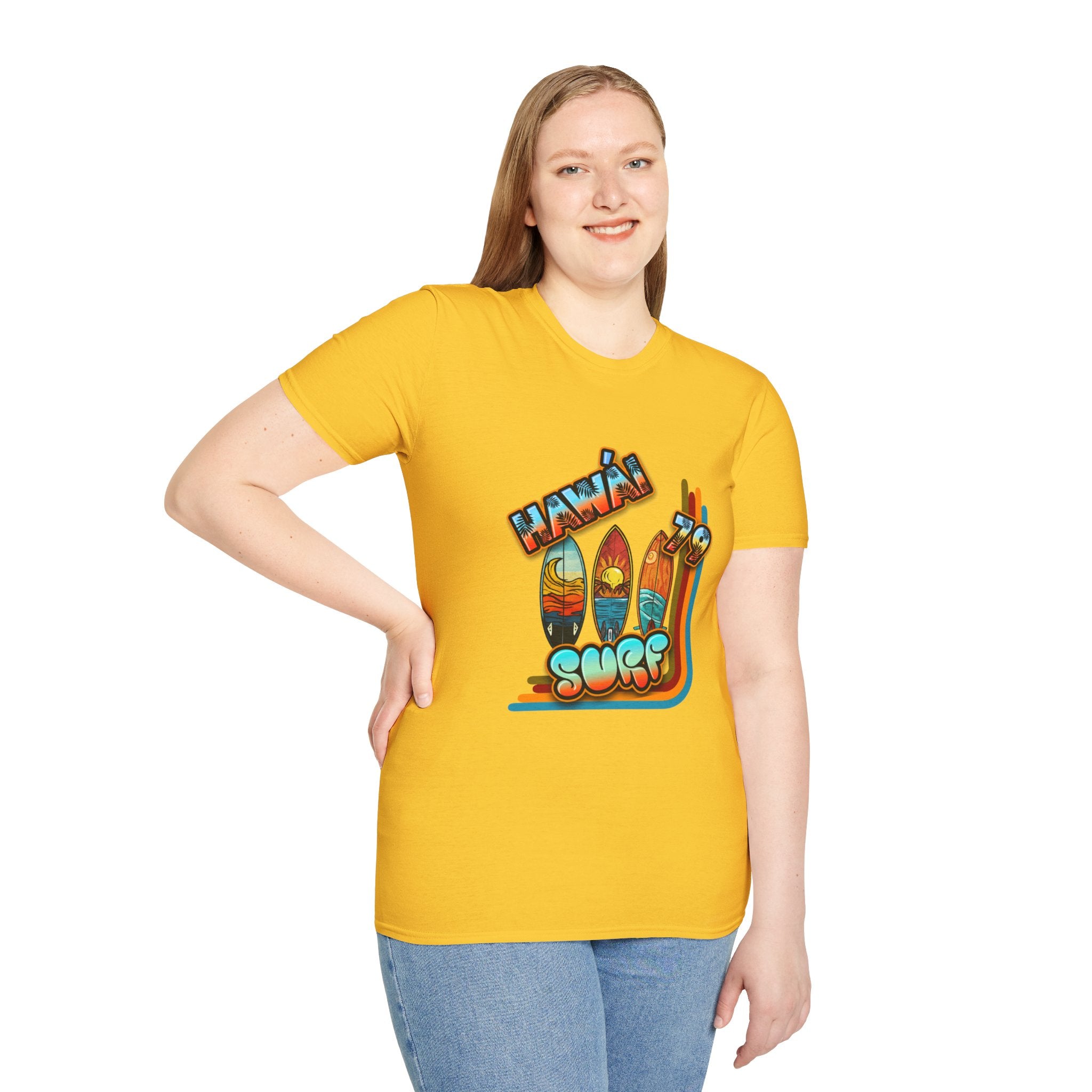 Hawaii Surf Retro T-Shirt — Vintage Surfboards & Shaka Graphic