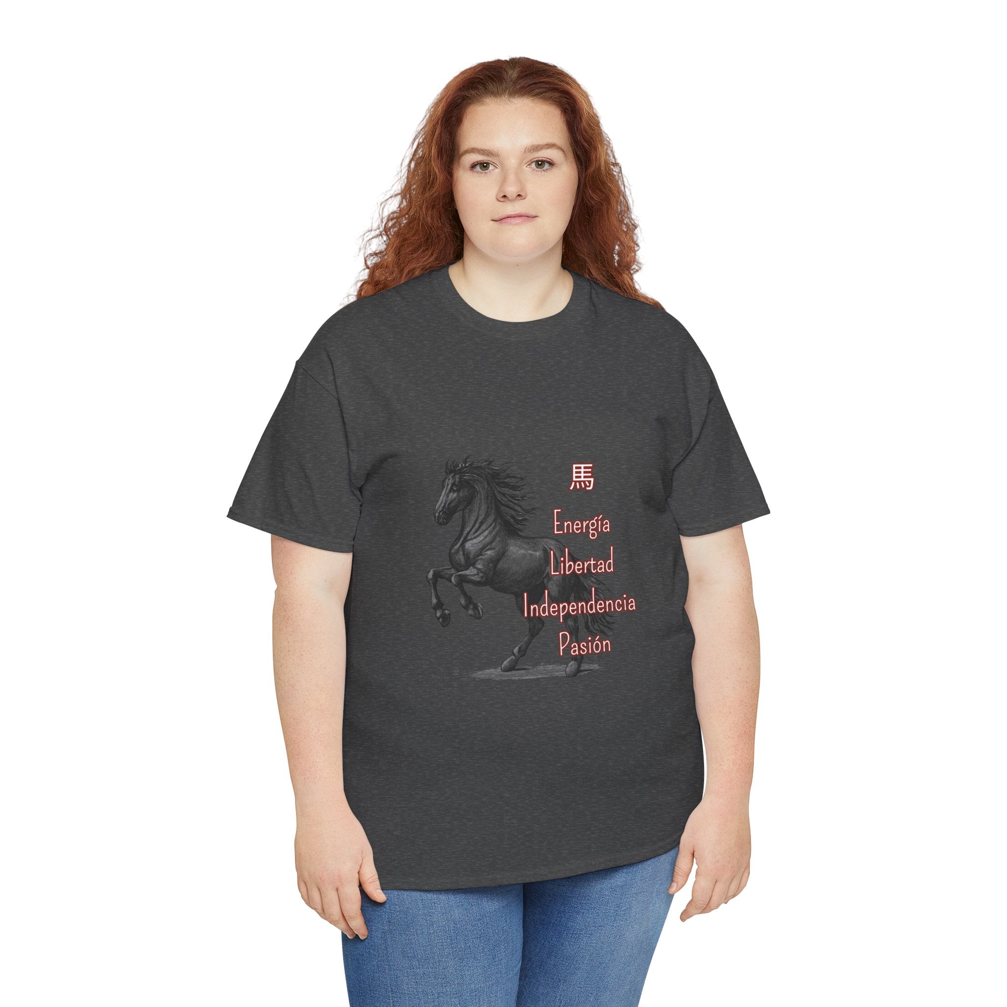 Galloping Black Horse Tee — 'Energy, Liberty, Independence, Passion' Graphic T-Shirt