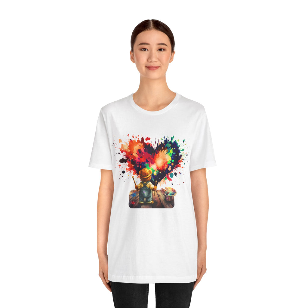 Painter Kid Heart Splash T‑Shirt — Colorful Artistic Kids Tee