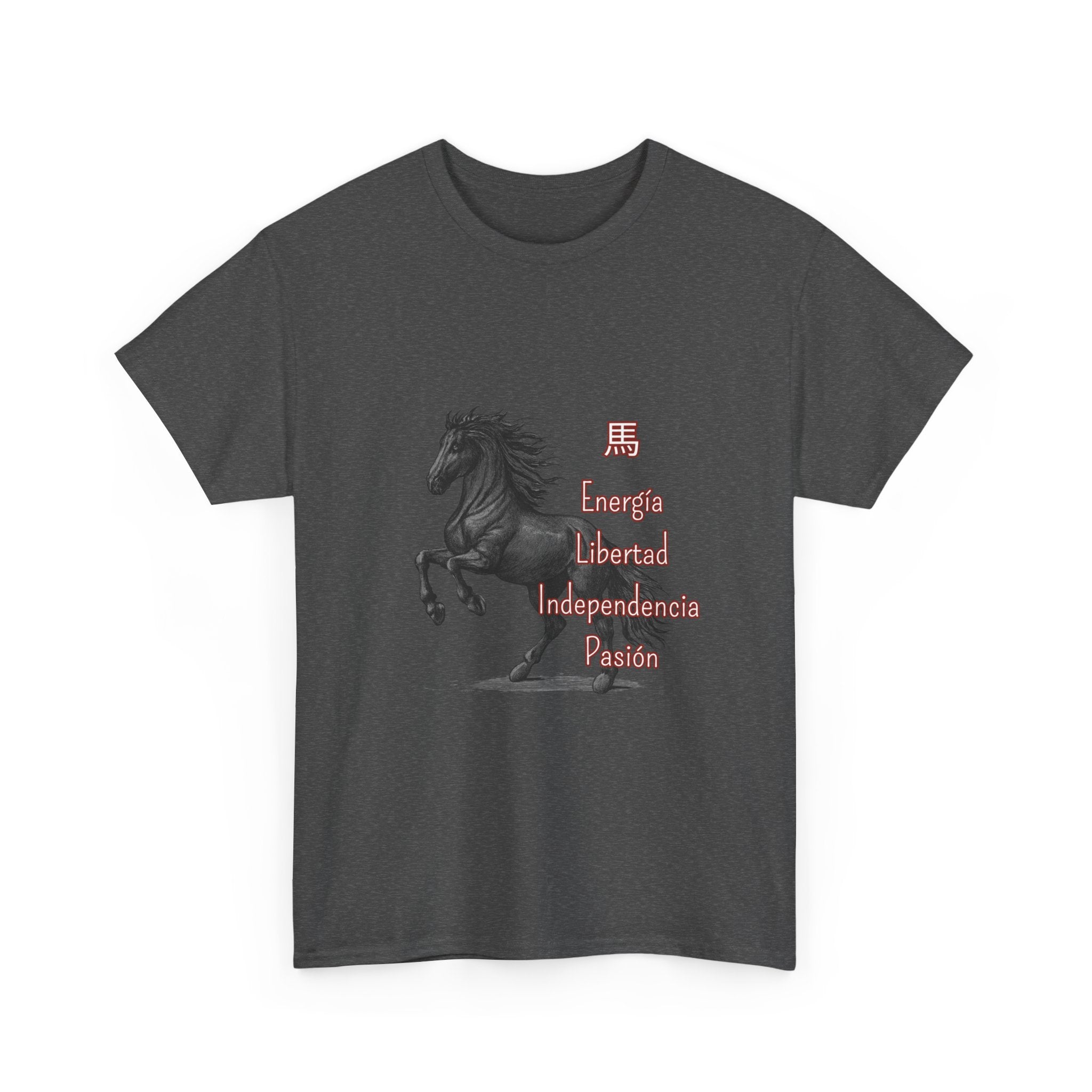 Galloping Black Horse Tee — 'Energy, Liberty, Independence, Passion' Graphic T-Shirt