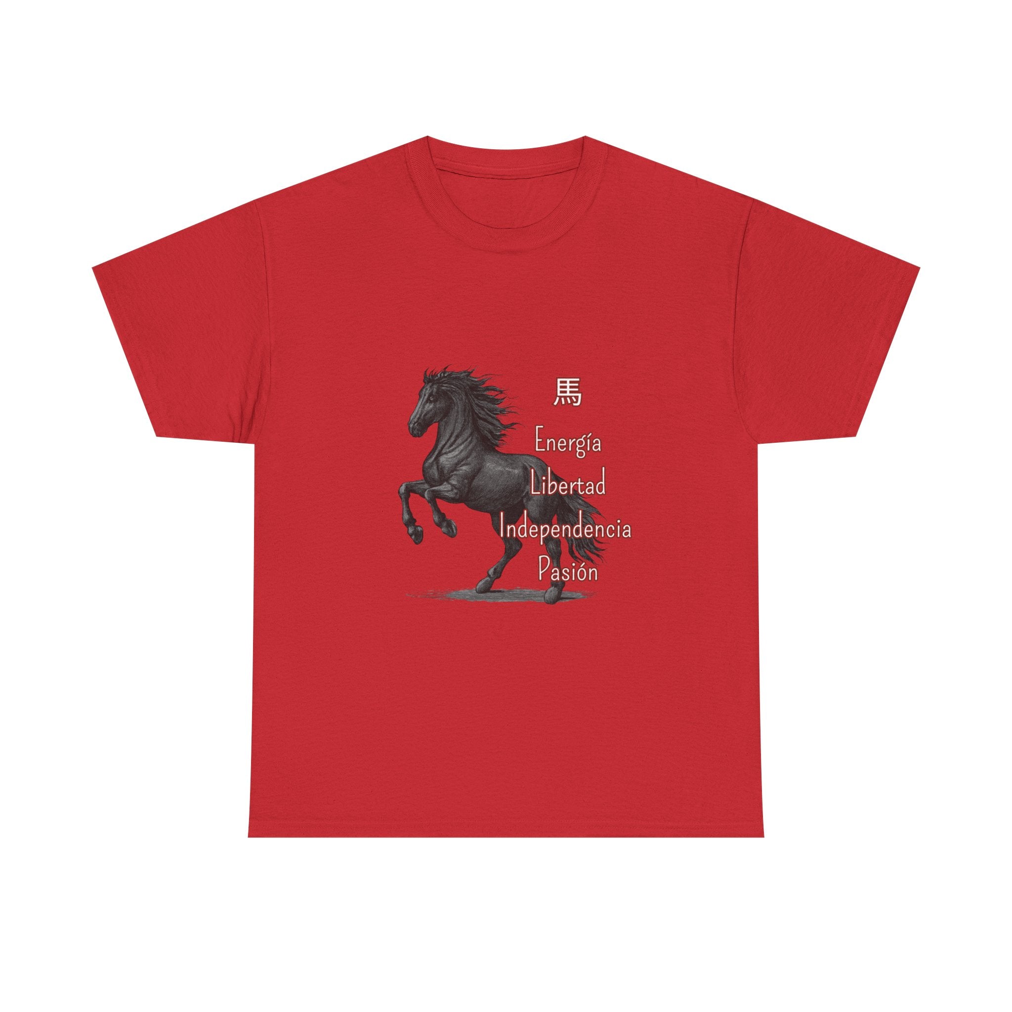 Galloping Black Horse Tee — 'Energy, Liberty, Independence, Passion' Graphic T-Shirt