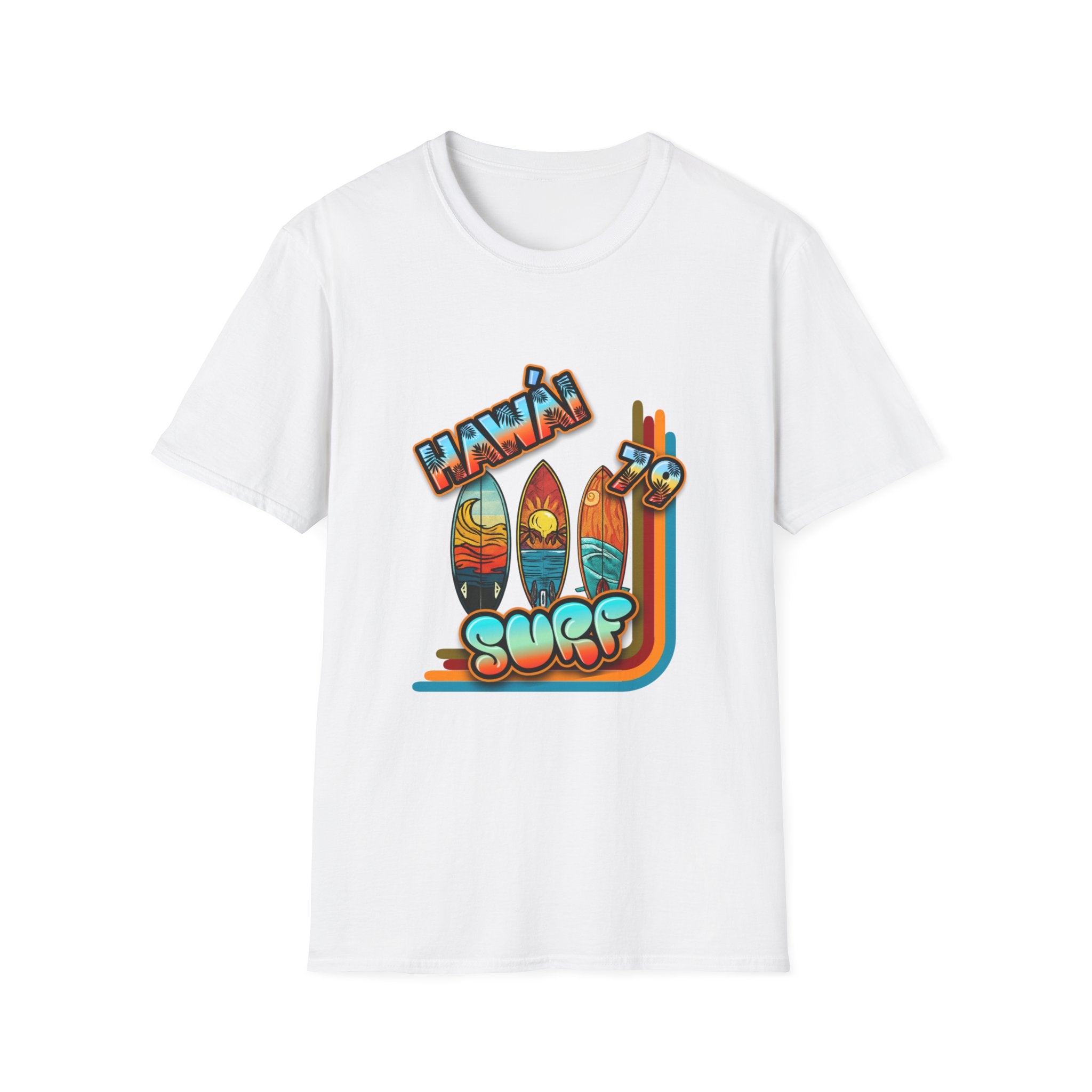 Hawaii Surf Retro T-Shirt — Vintage Surfboards & Shaka Graphic