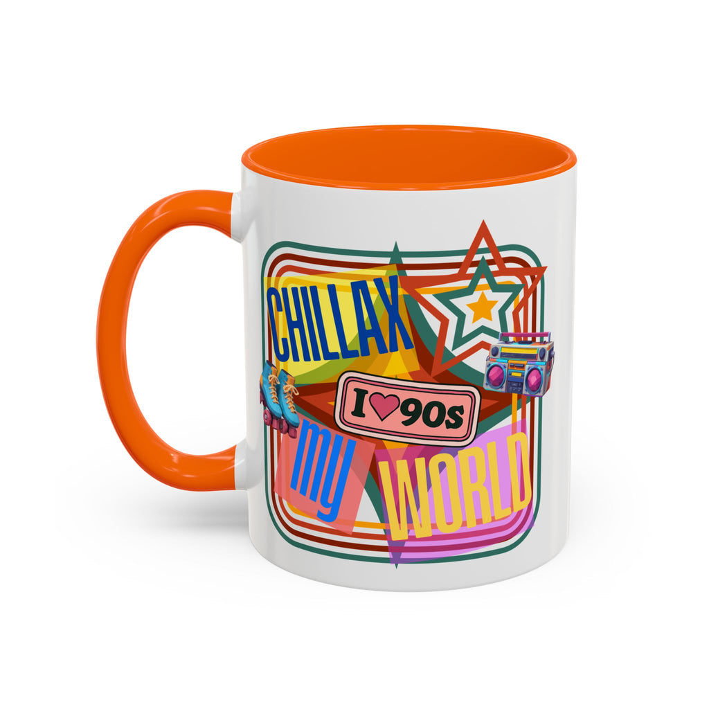 90s Retro 'Chillax My World' Accent Coffee Mug