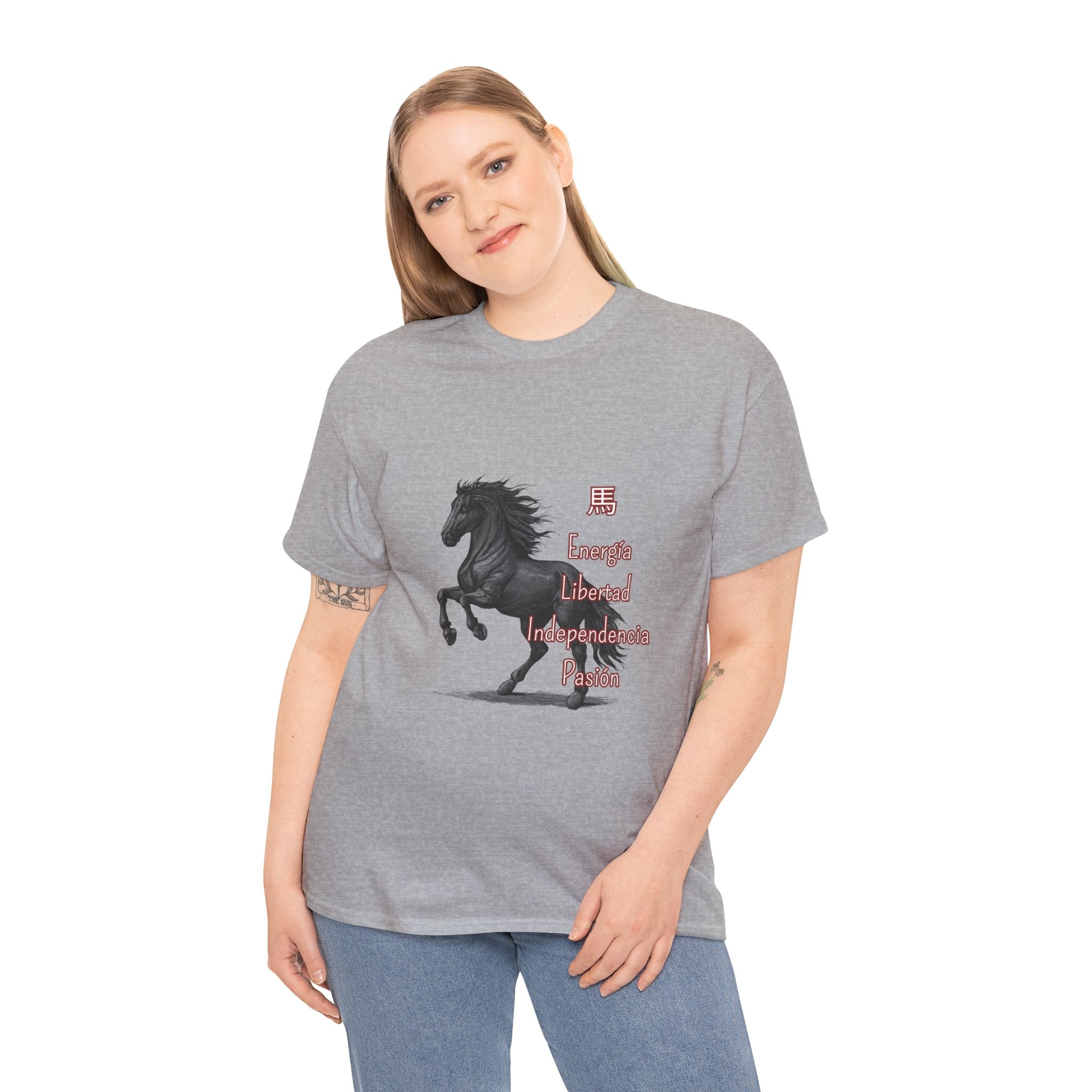 Galloping Black Horse Tee — 'Energy, Liberty, Independence, Passion' Graphic T-Shirt
