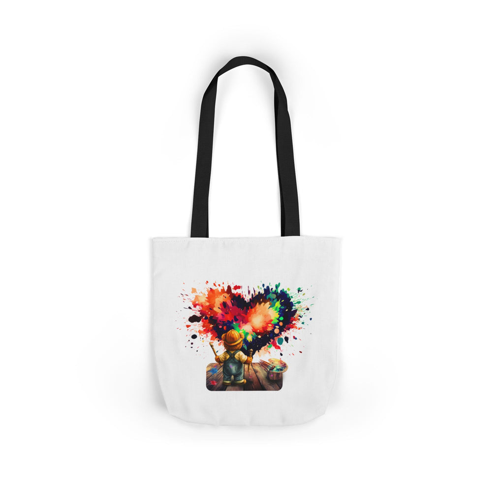 Artistic Heart Canvas Tote — Colorful Kid Painter Design