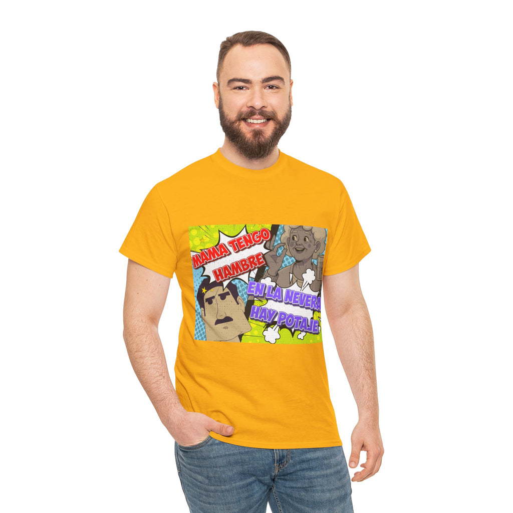 Pop Art Spanish Meme T-Shirt — "Mamá tengo hambre" Comic Tee