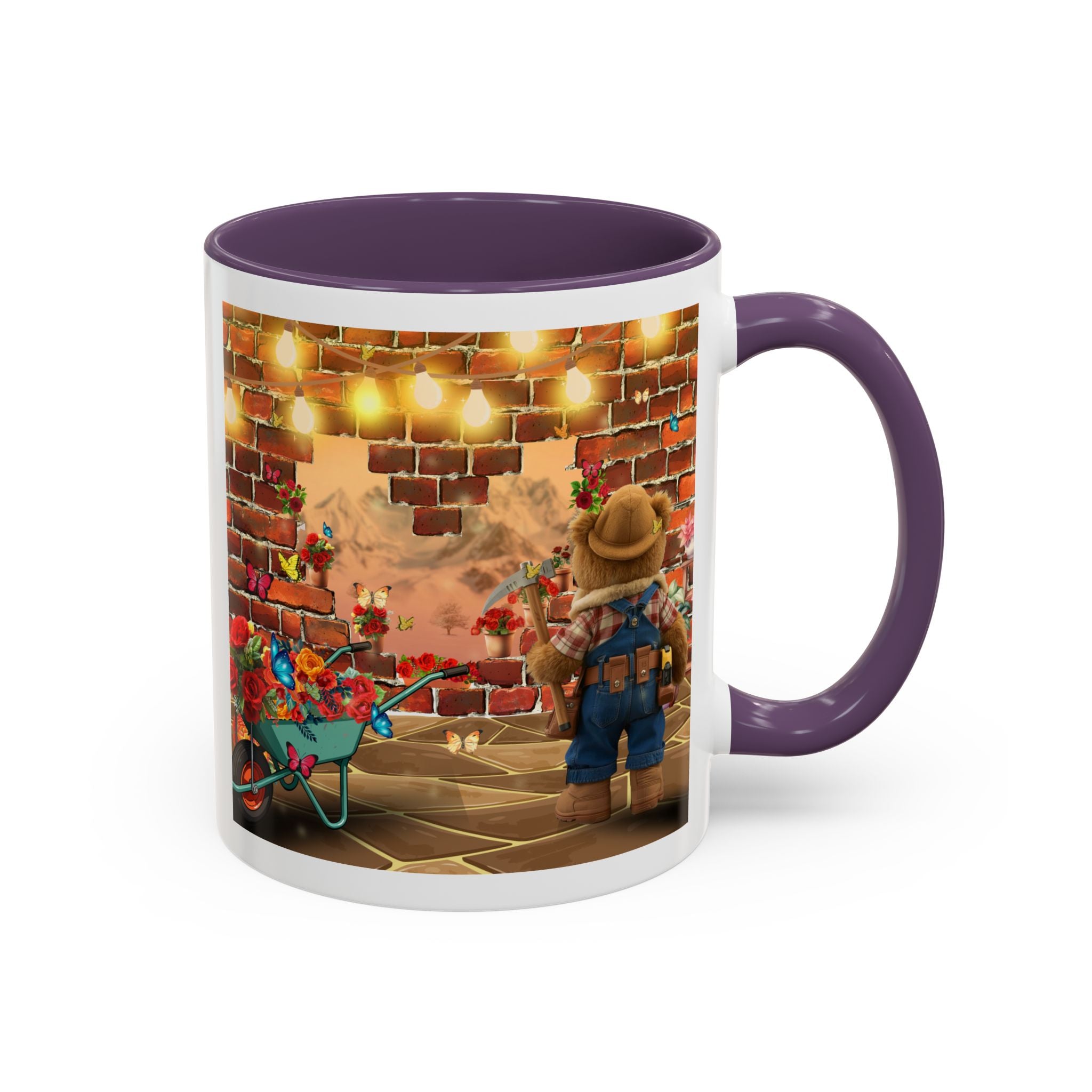 Garden Boy Coffee Mug — Whimsical Scarecrow Garden Scene Accent Mug