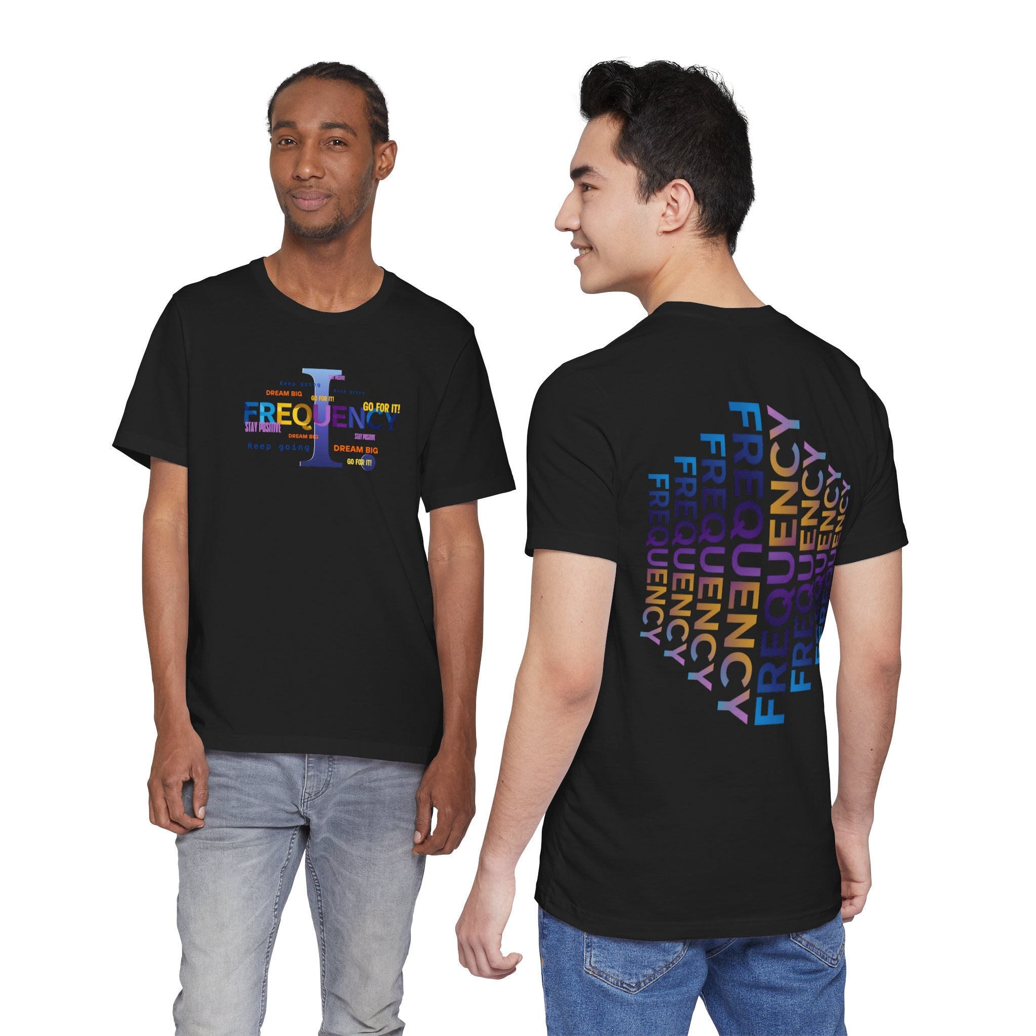 Frequency Graphic Tee — Inspirational Vibes, Repeated Typography Design