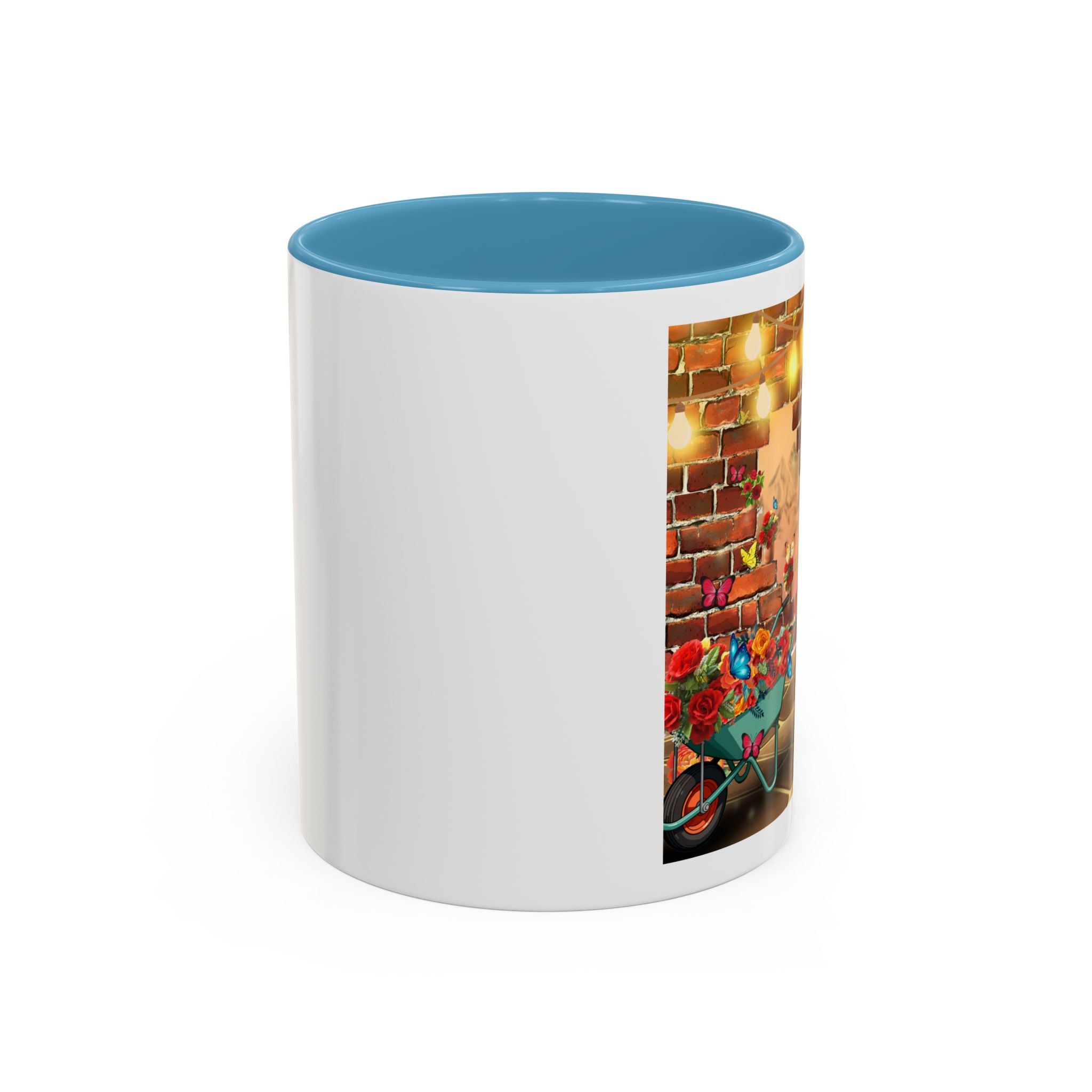 Garden Boy Coffee Mug — Whimsical Scarecrow Garden Scene Accent Mug