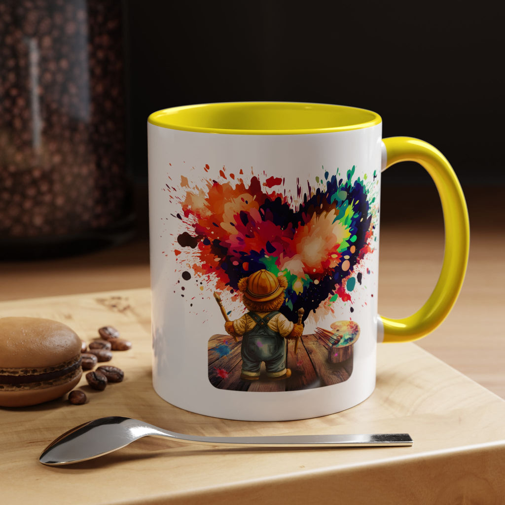 Colorful Heart Paint Mug — Artist Child Splash Coffee Cup (11/15oz)