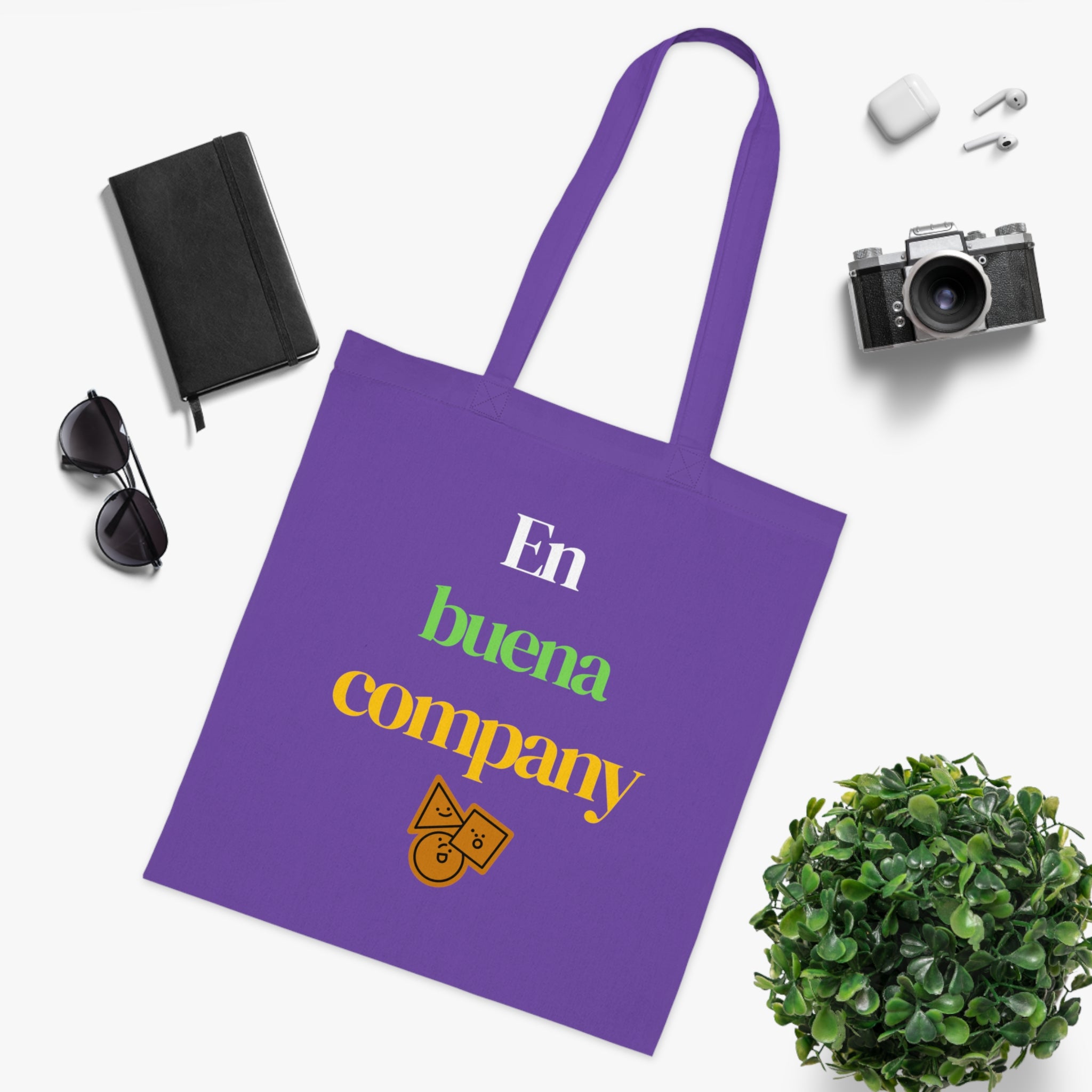 Buena Company Cotton Tote - Spanish Phrase Grocery & Market Bag with Cute Taco Icon