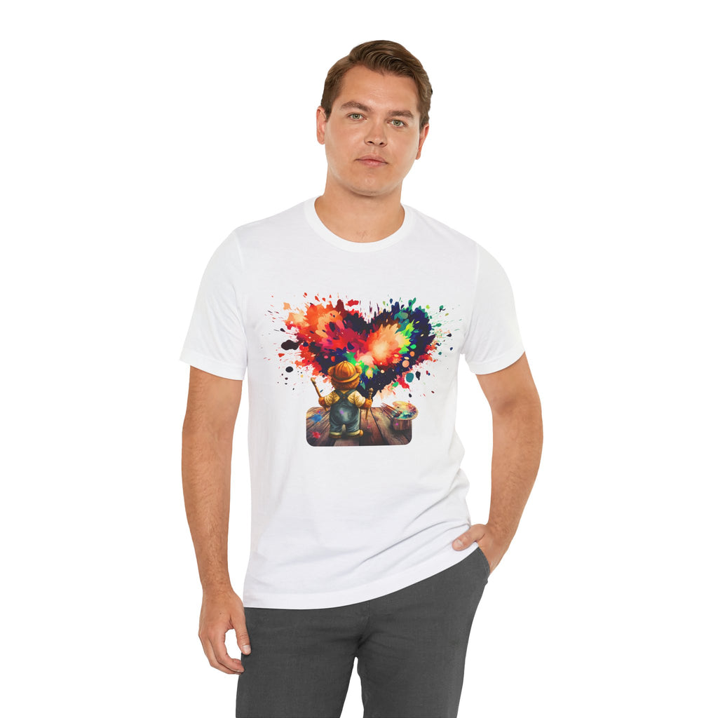 Painter Kid Heart Splash T‑Shirt — Colorful Artistic Kids Tee