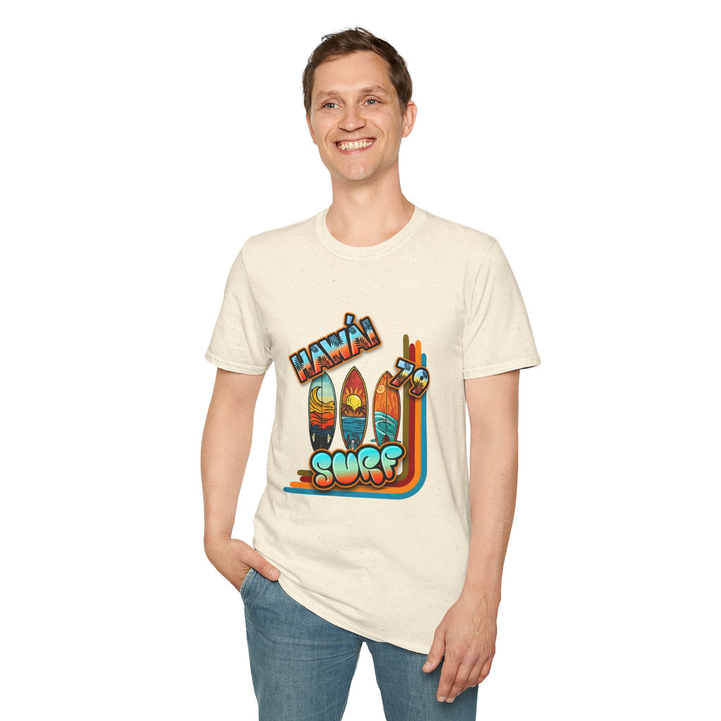 Hawaii Surf Retro T-Shirt — Vintage Surfboards & Shaka Graphic
