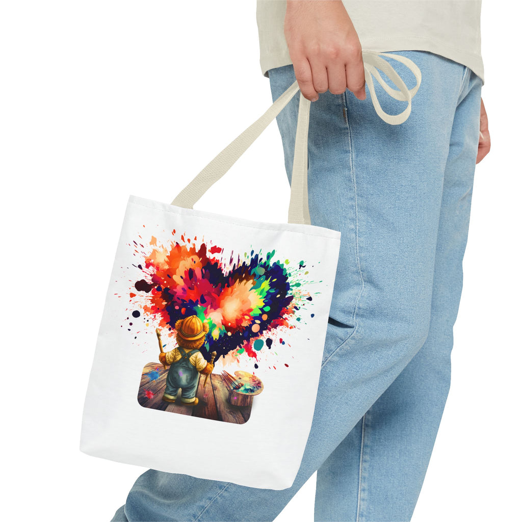 Artist Kid Paint Heart Tote Bag – Colorful Heart Splash All-Over Print Tote