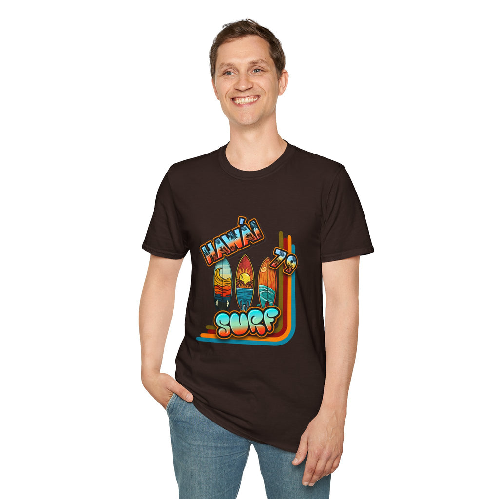 Hawaii Surf Retro T-Shirt — Vintage Surfboards & Shaka Graphic