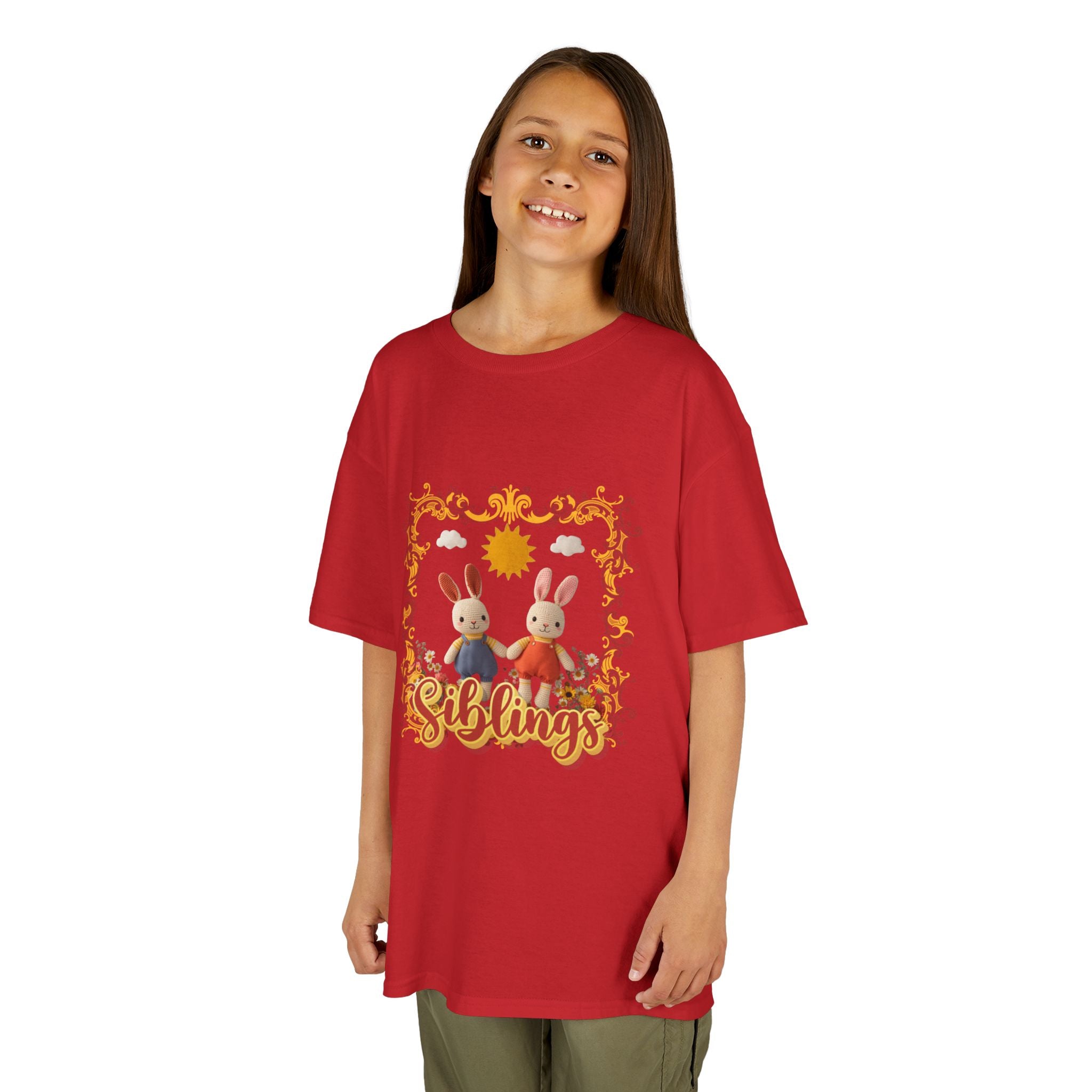 Kids Tee — 'Siblings' Bunny Family Spring Floral Graphic