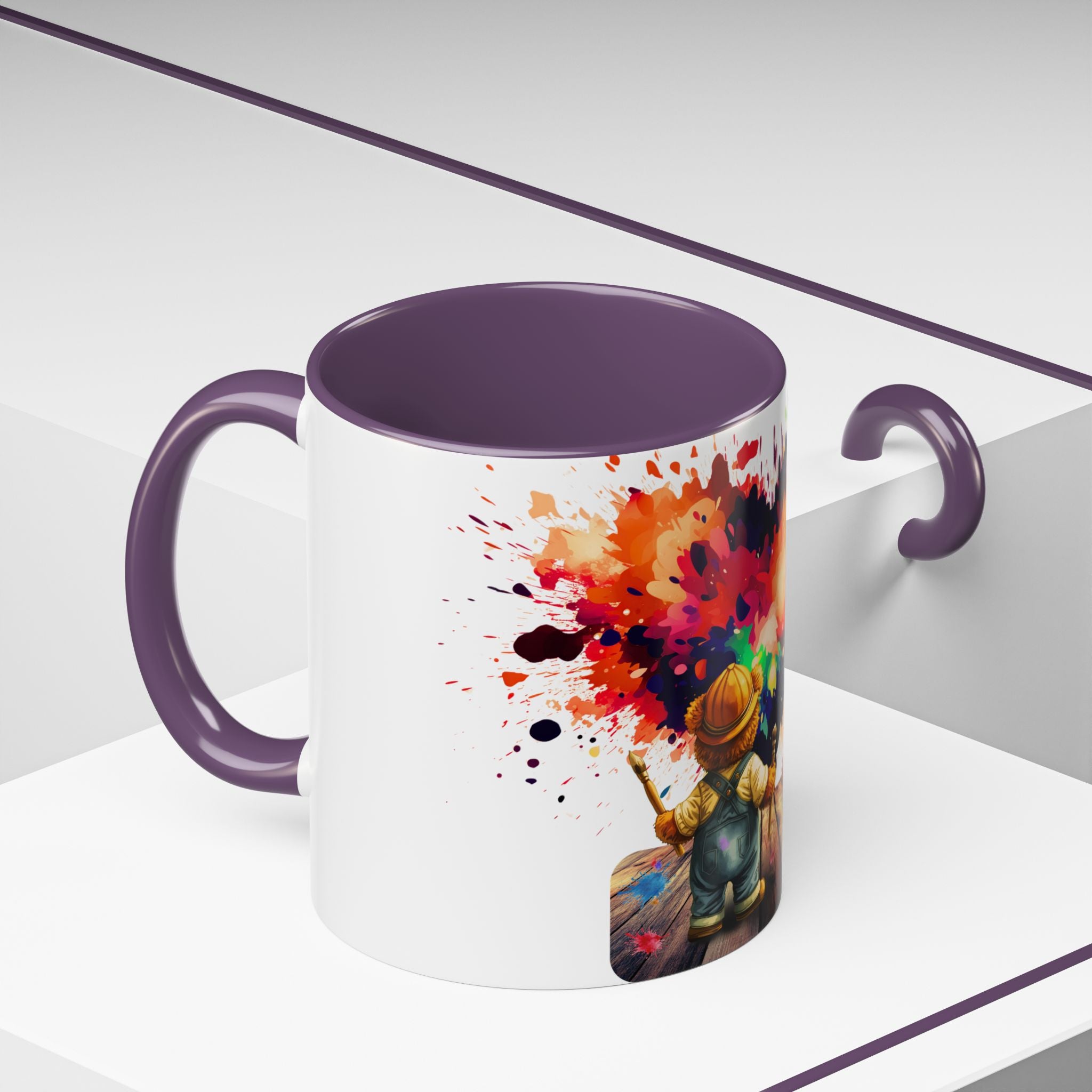Colorful Heart Painter Coffee Mug — Kid Artist Splash Design (11/15oz)
