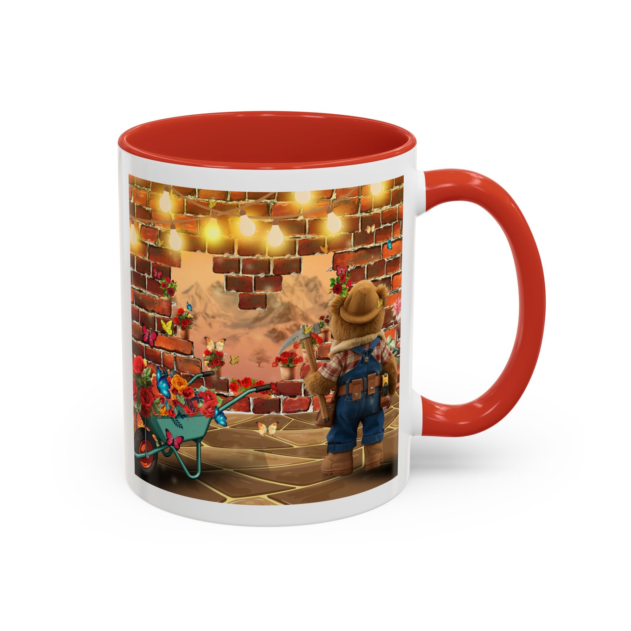 Garden Boy Coffee Mug — Whimsical Scarecrow Garden Scene Accent Mug