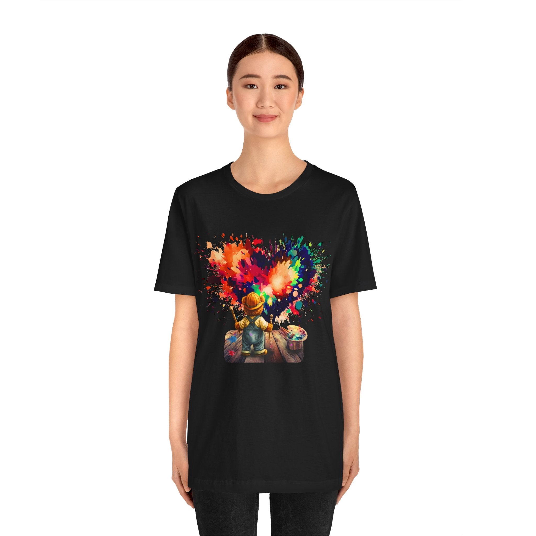 Painter Kid Heart Splash T‑Shirt — Colorful Artistic Kids Tee