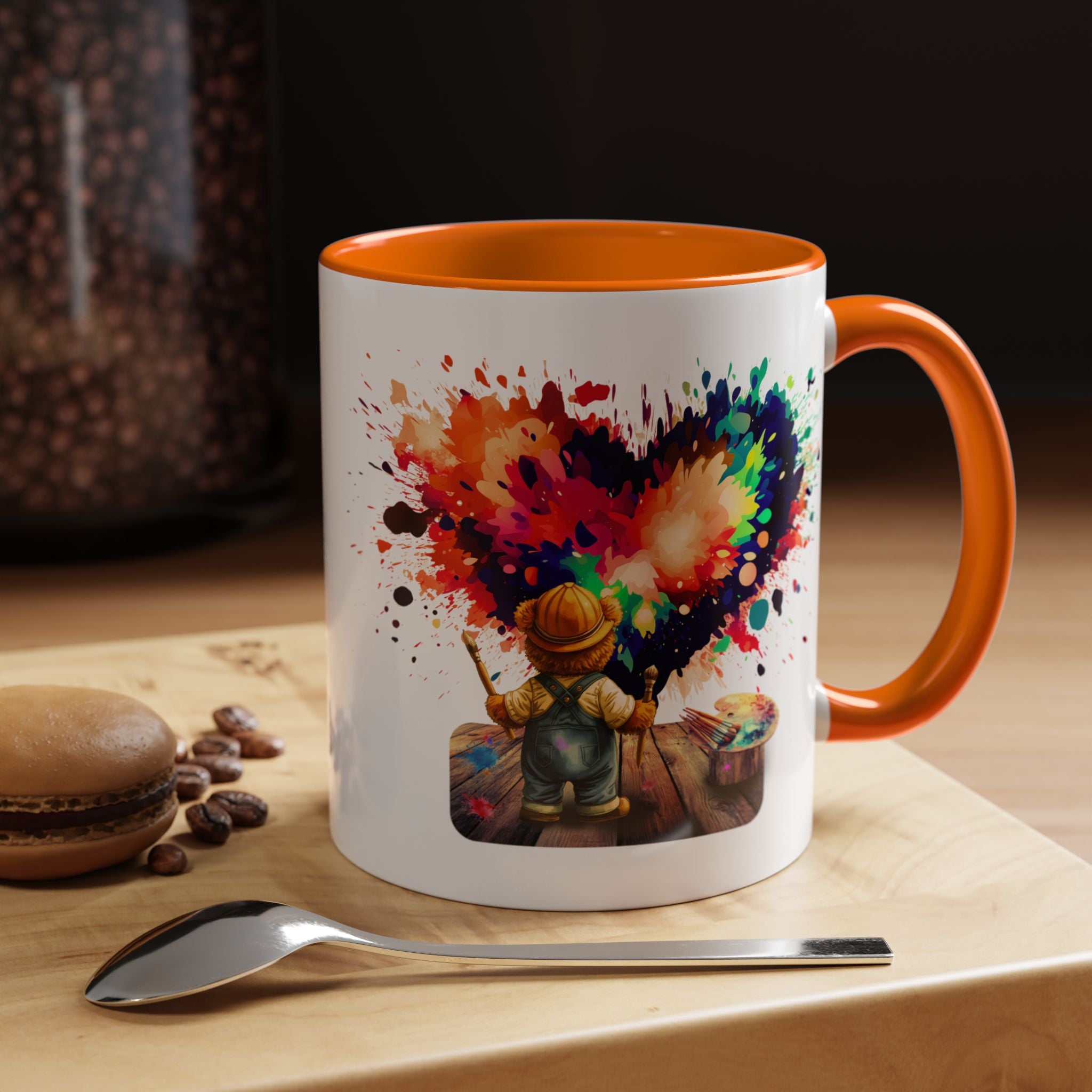 Colorful Heart Paint Mug — Artist Child Splash Coffee Cup (11/15oz)