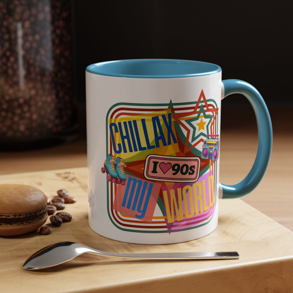 90s Retro 'Chillax My World' Accent Coffee Mug