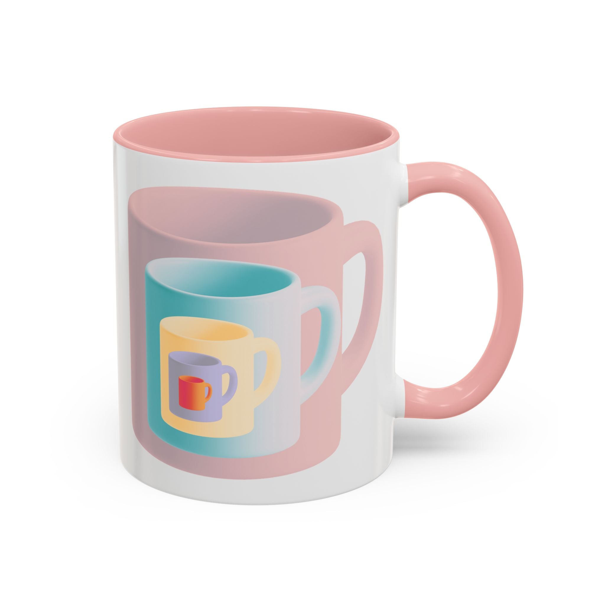 Nested Mugs Coffee Mug — Colorful Retro Stacked Cup Design (11/15oz)
