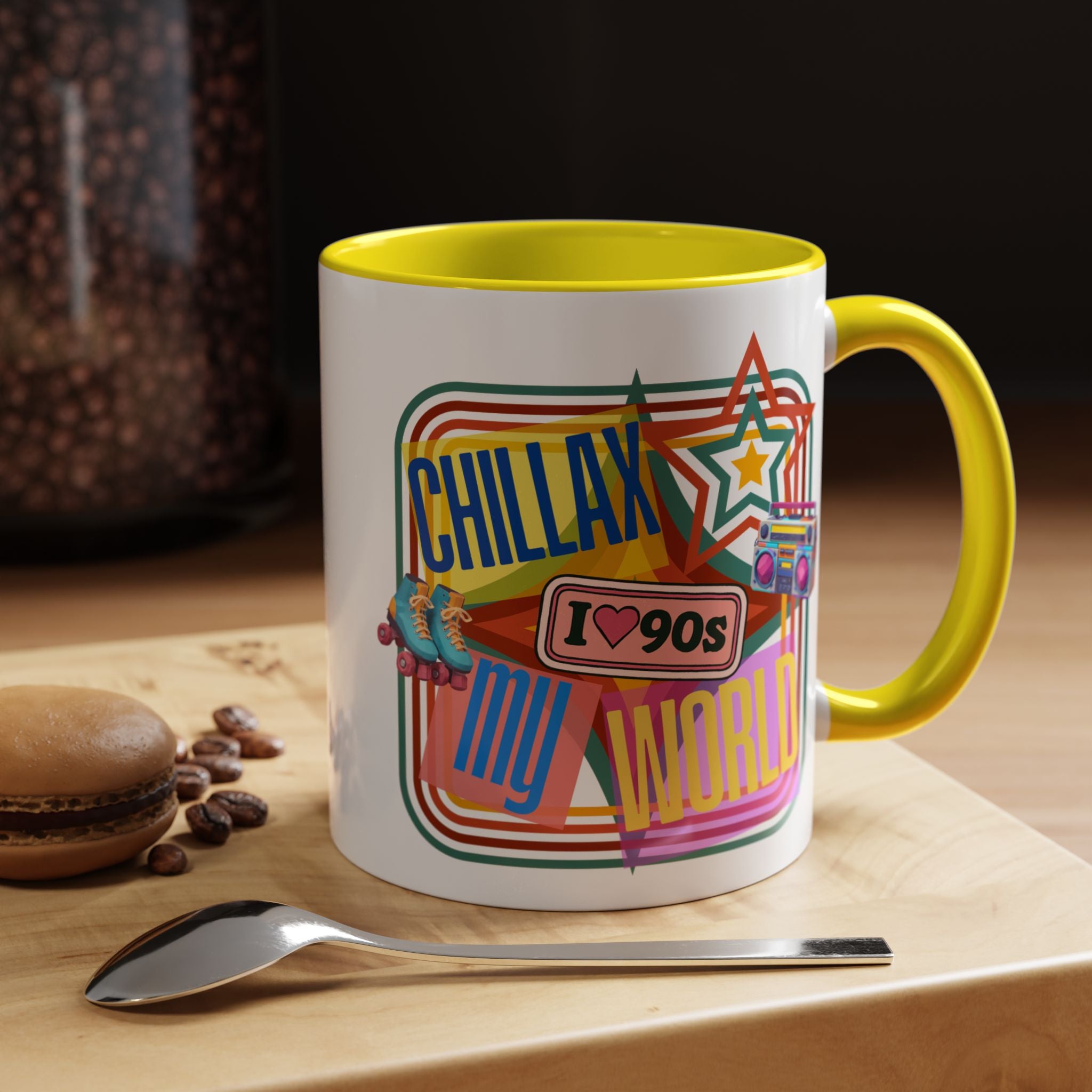 90s Retro 'Chillax My World' Accent Coffee Mug