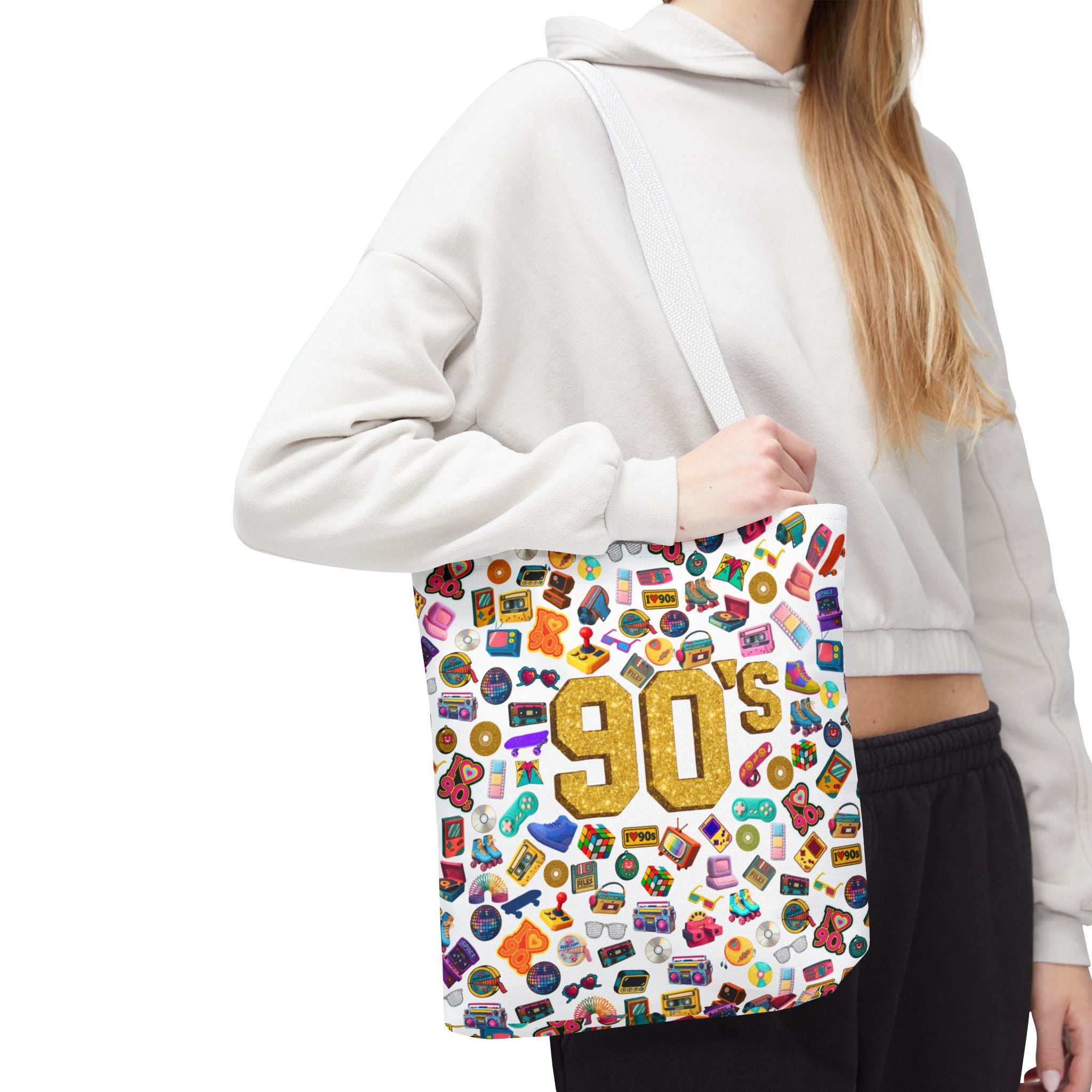 90s Retro Icons Tote Bag — Vintage Pop Culture AOP Tote (Copia)