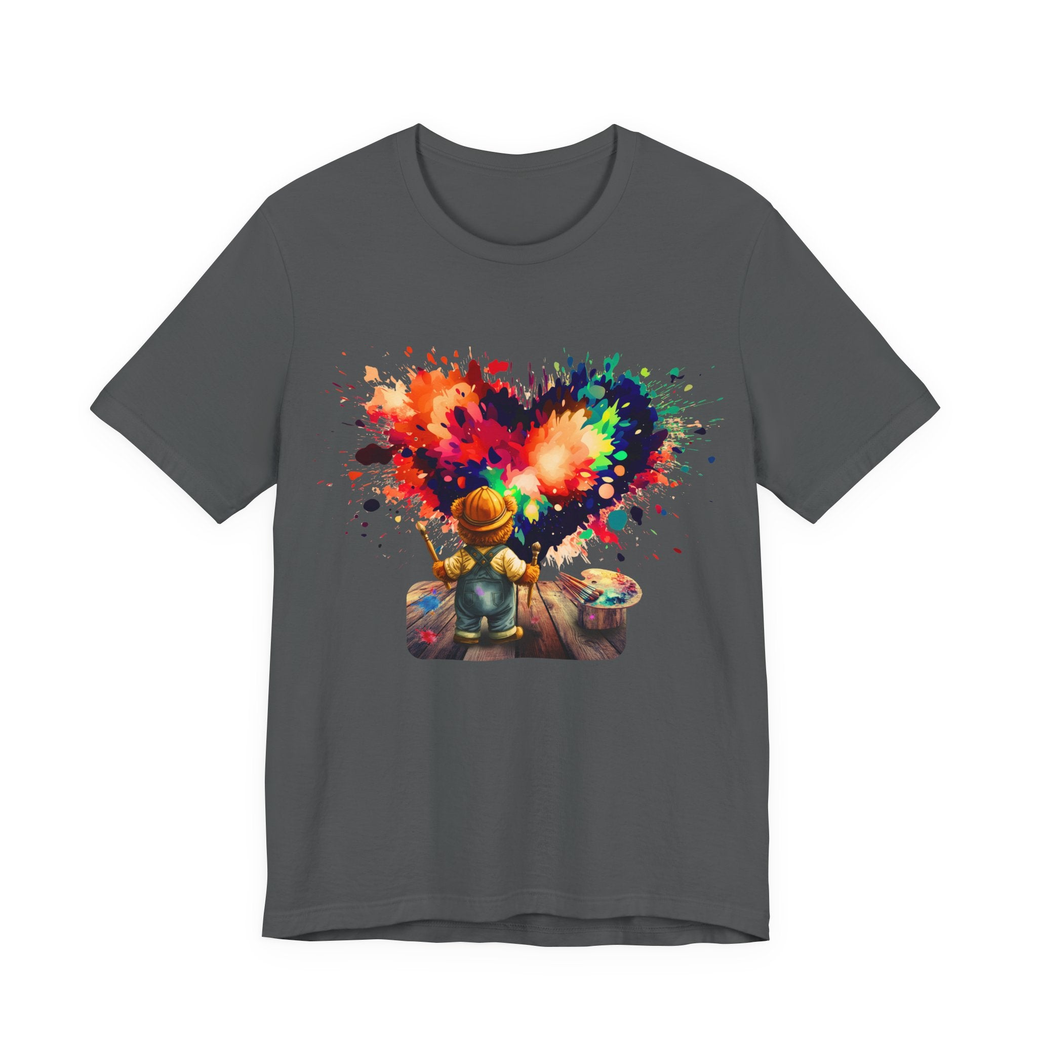Painter Kid Heart Splash T‑Shirt — Colorful Artistic Kids Tee