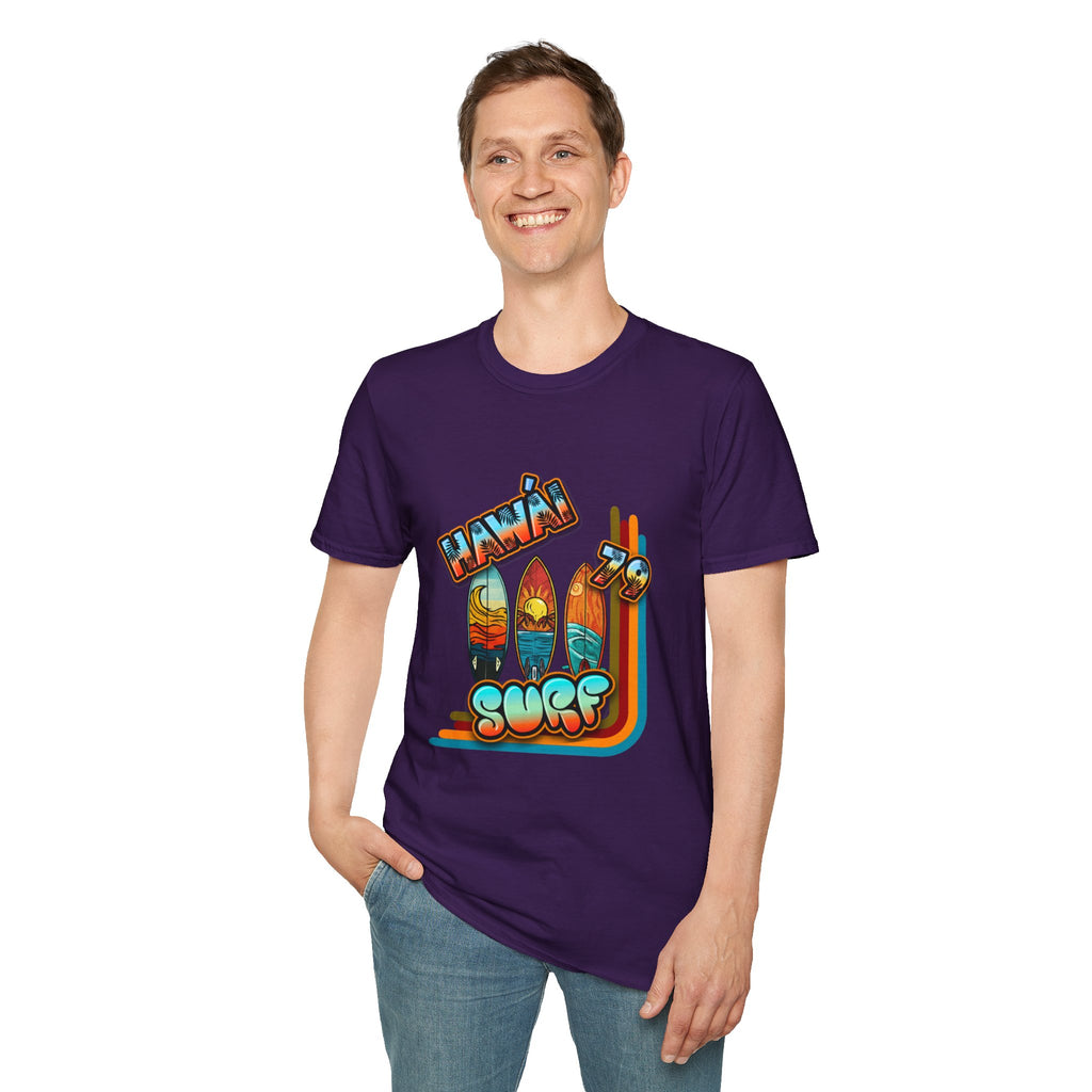 Hawaii Surf Retro T-Shirt — Vintage Surfboards & Shaka Graphic