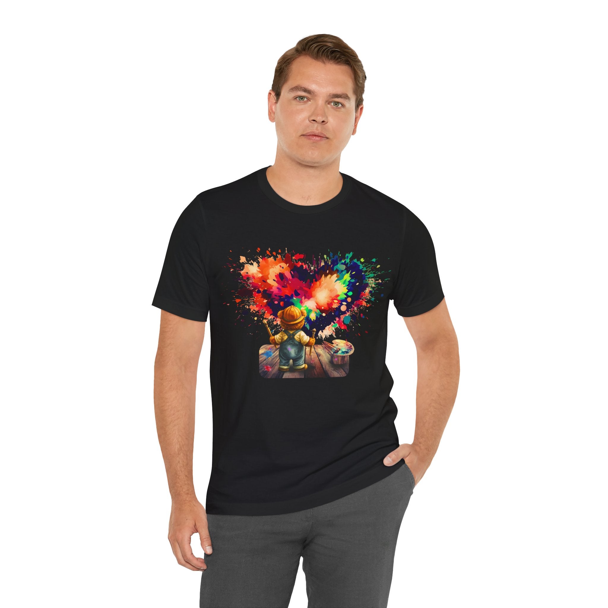 Painter Kid Heart Splash T‑Shirt — Colorful Artistic Kids Tee