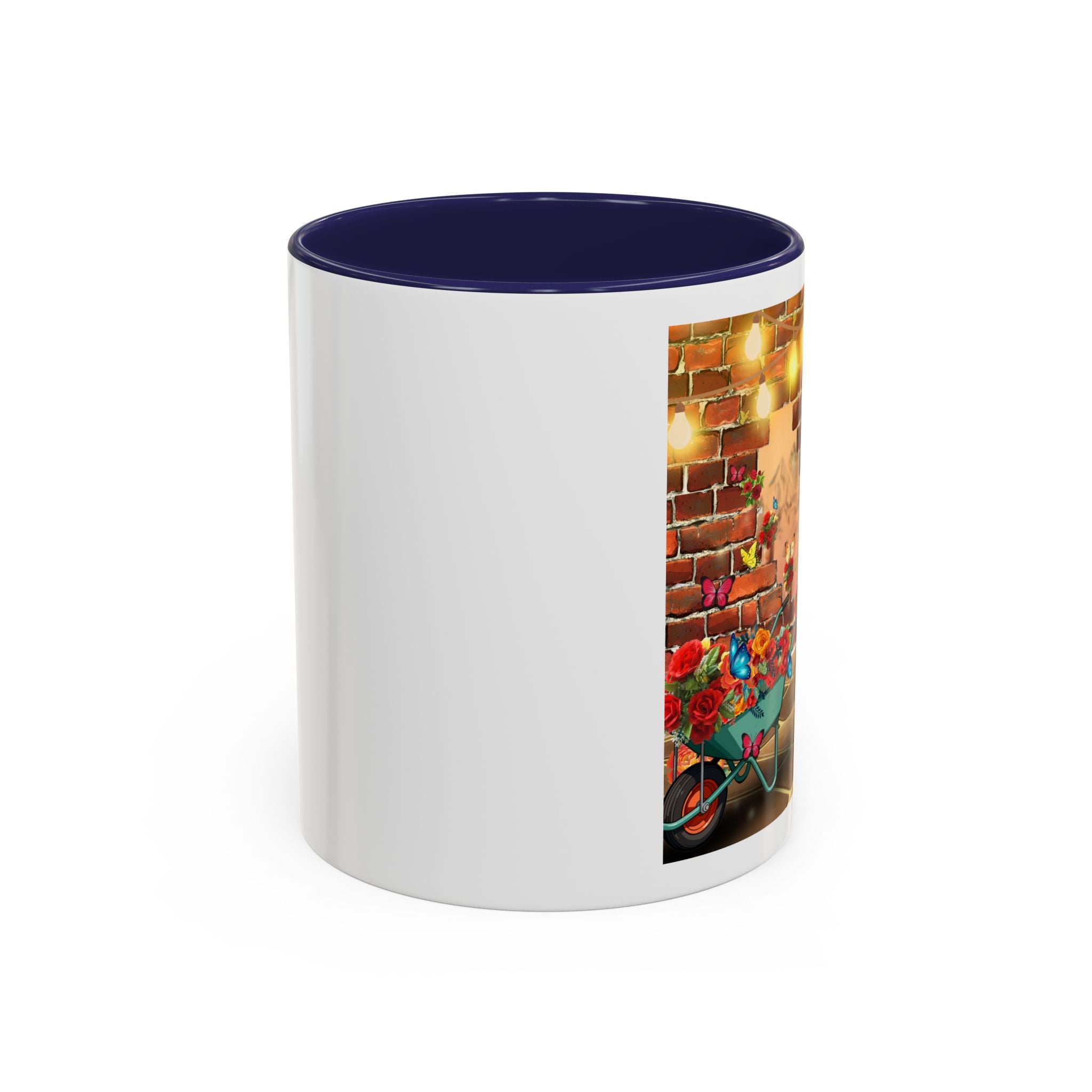 Garden Boy Coffee Mug — Whimsical Scarecrow Garden Scene Accent Mug