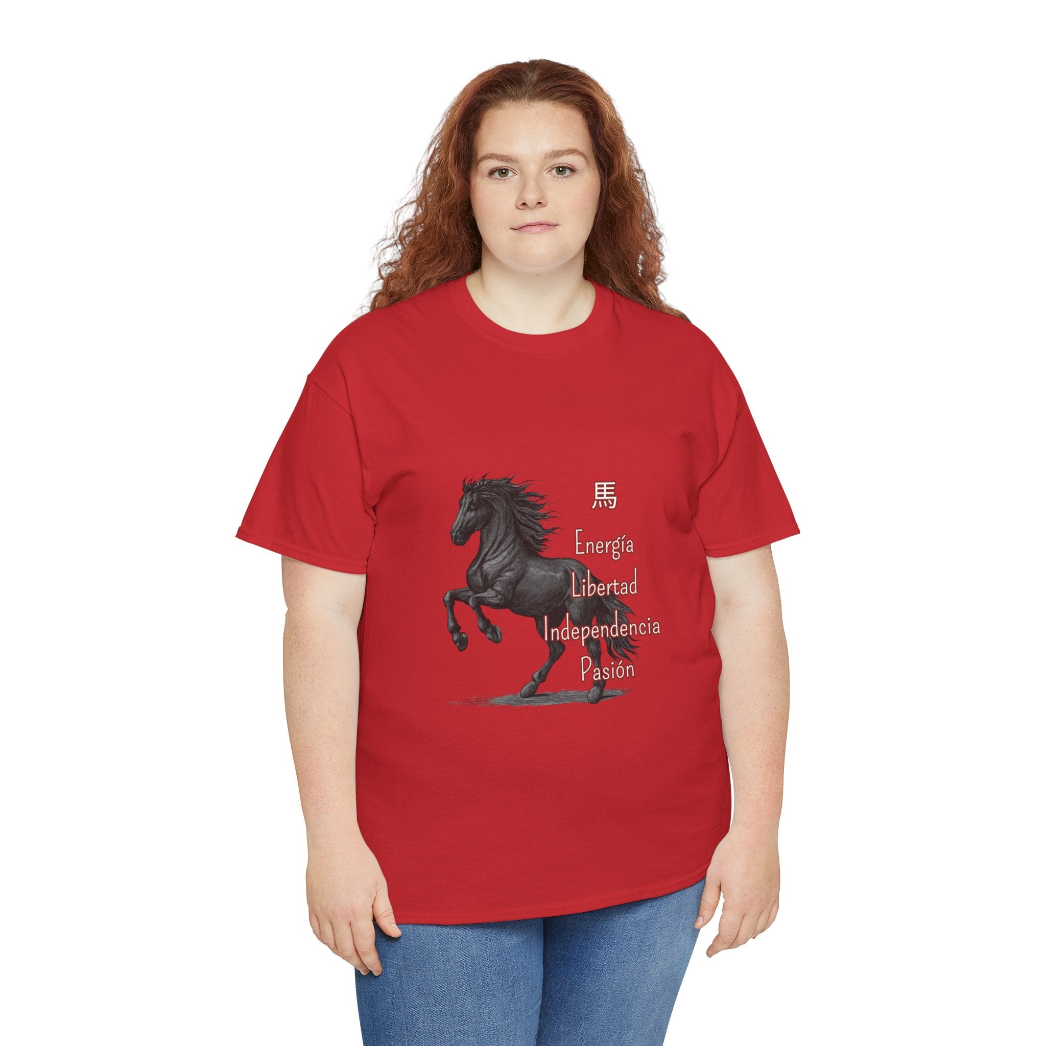 Galloping Black Horse Tee — 'Energy, Liberty, Independence, Passion' Graphic T-Shirt