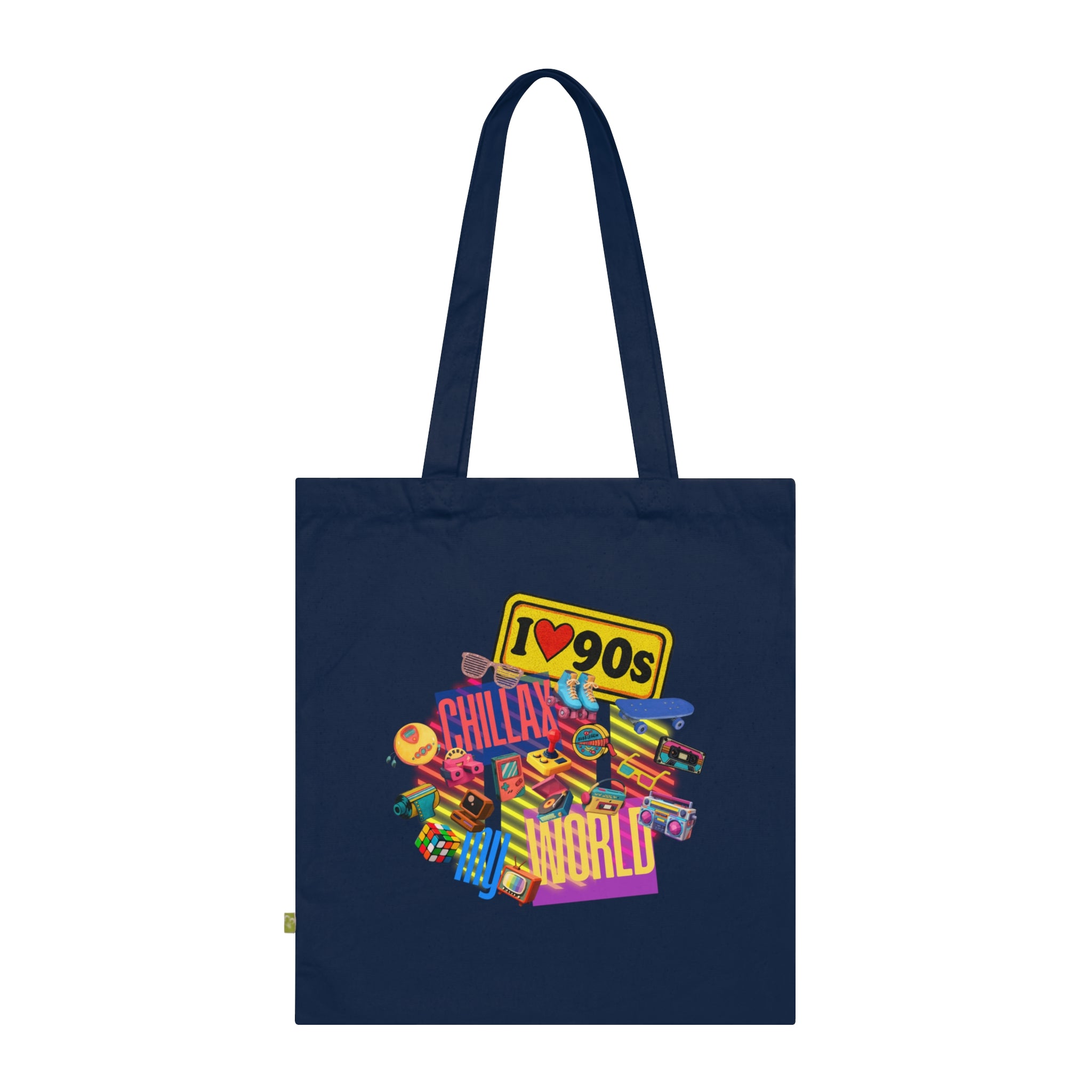 Tote Bag — Colorful "Create Your World" Retro Graphic Organic Tote