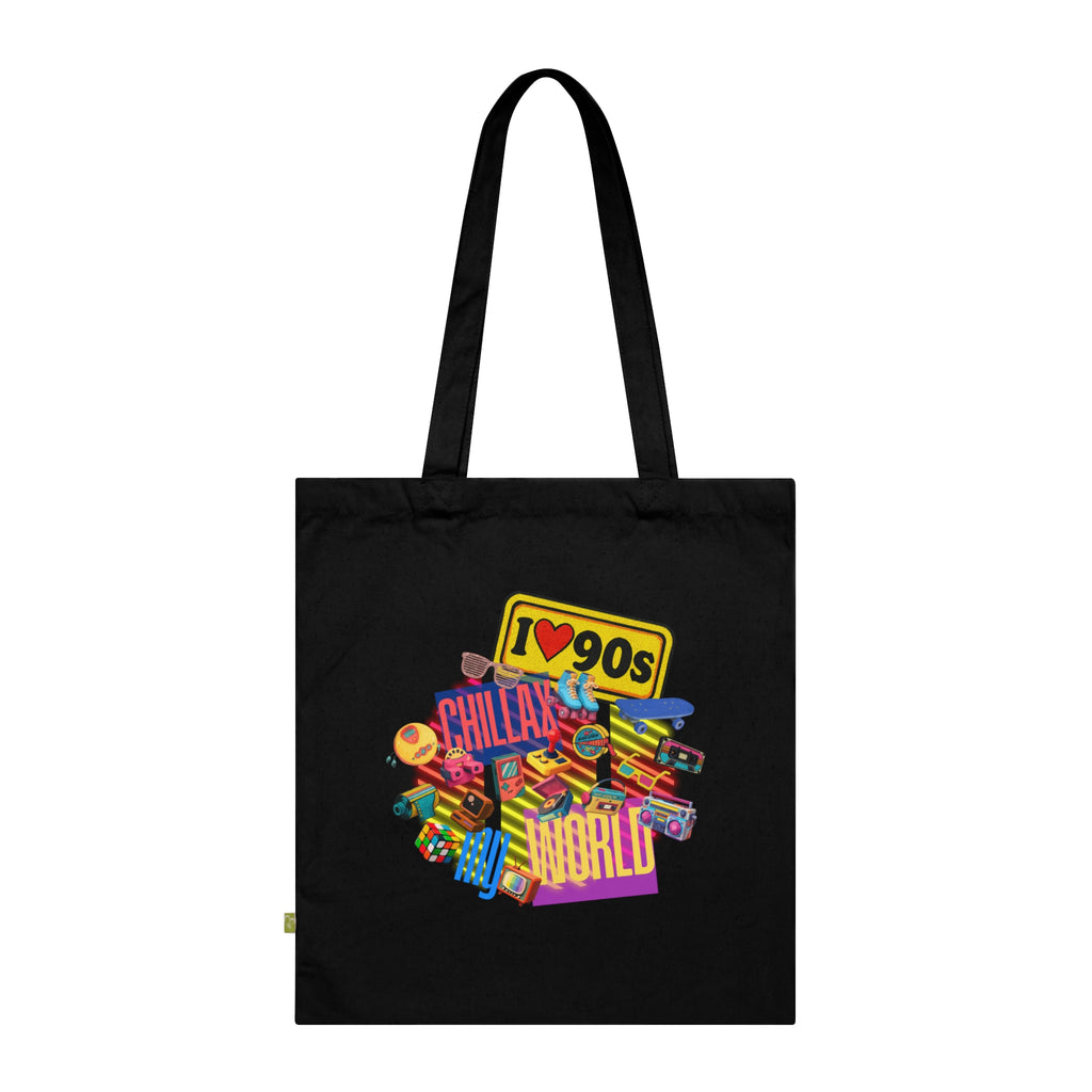Tote Bag — Colorful "Create Your World" Retro Graphic Organic Tote